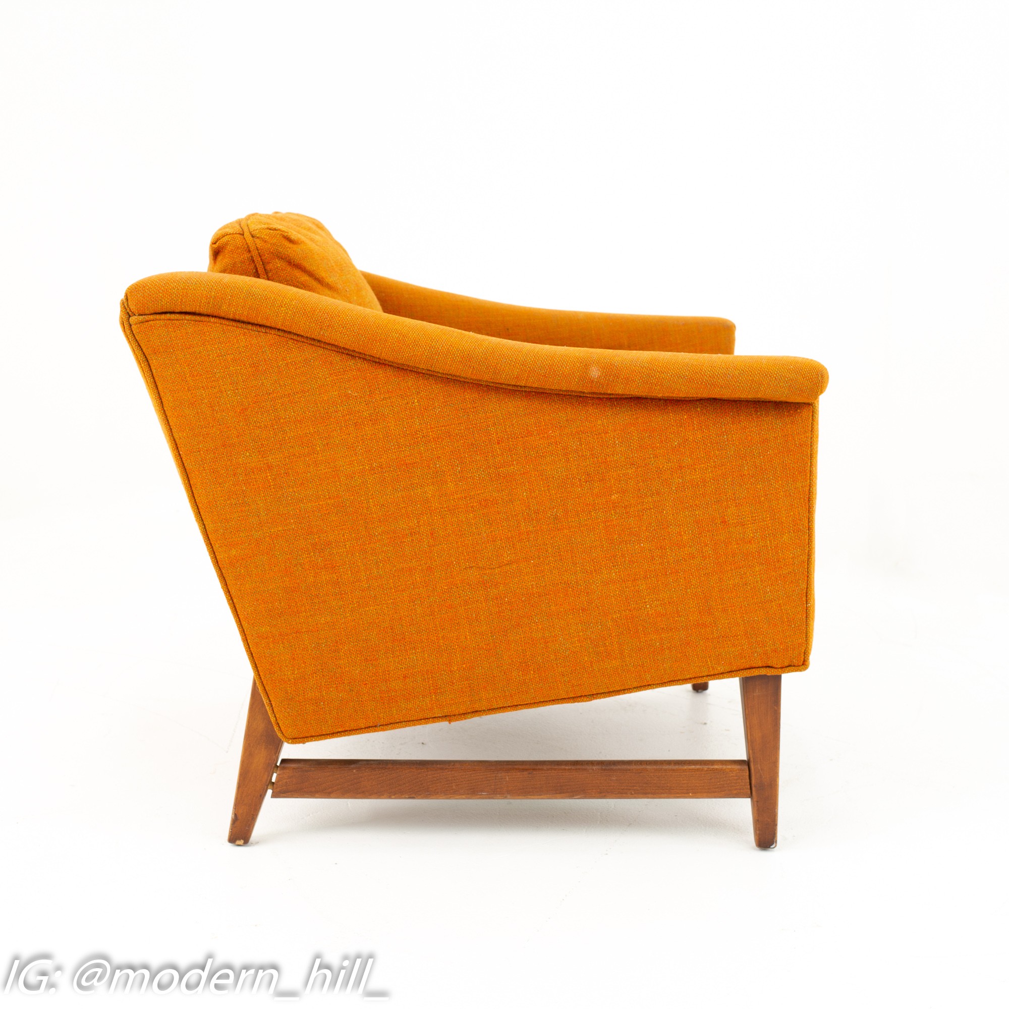 Selig Signature Mid Century Walnut Orange Upholstered Lounge Chair