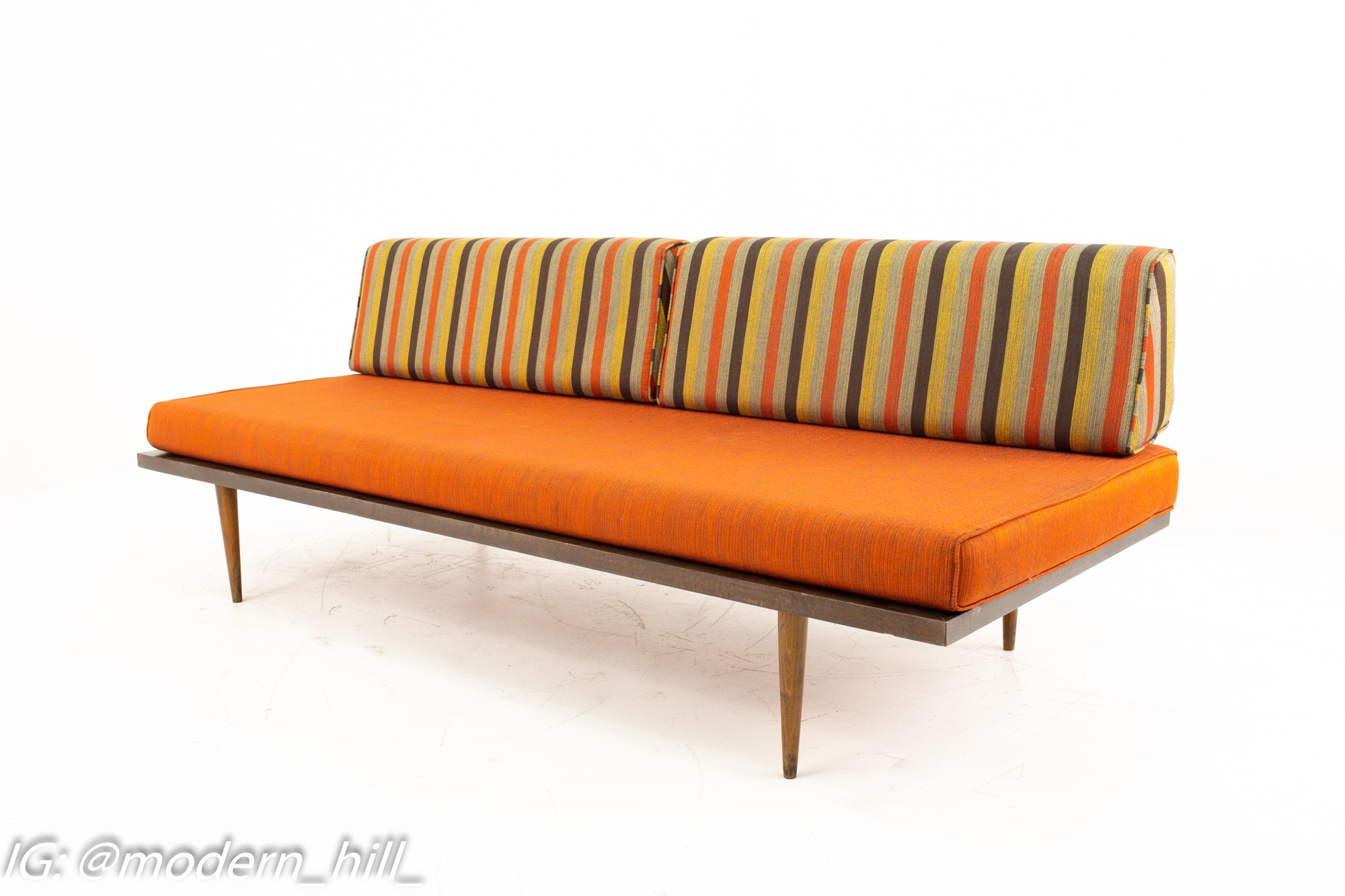 Mid Century Armless Striped Daybed Sofa - Pair