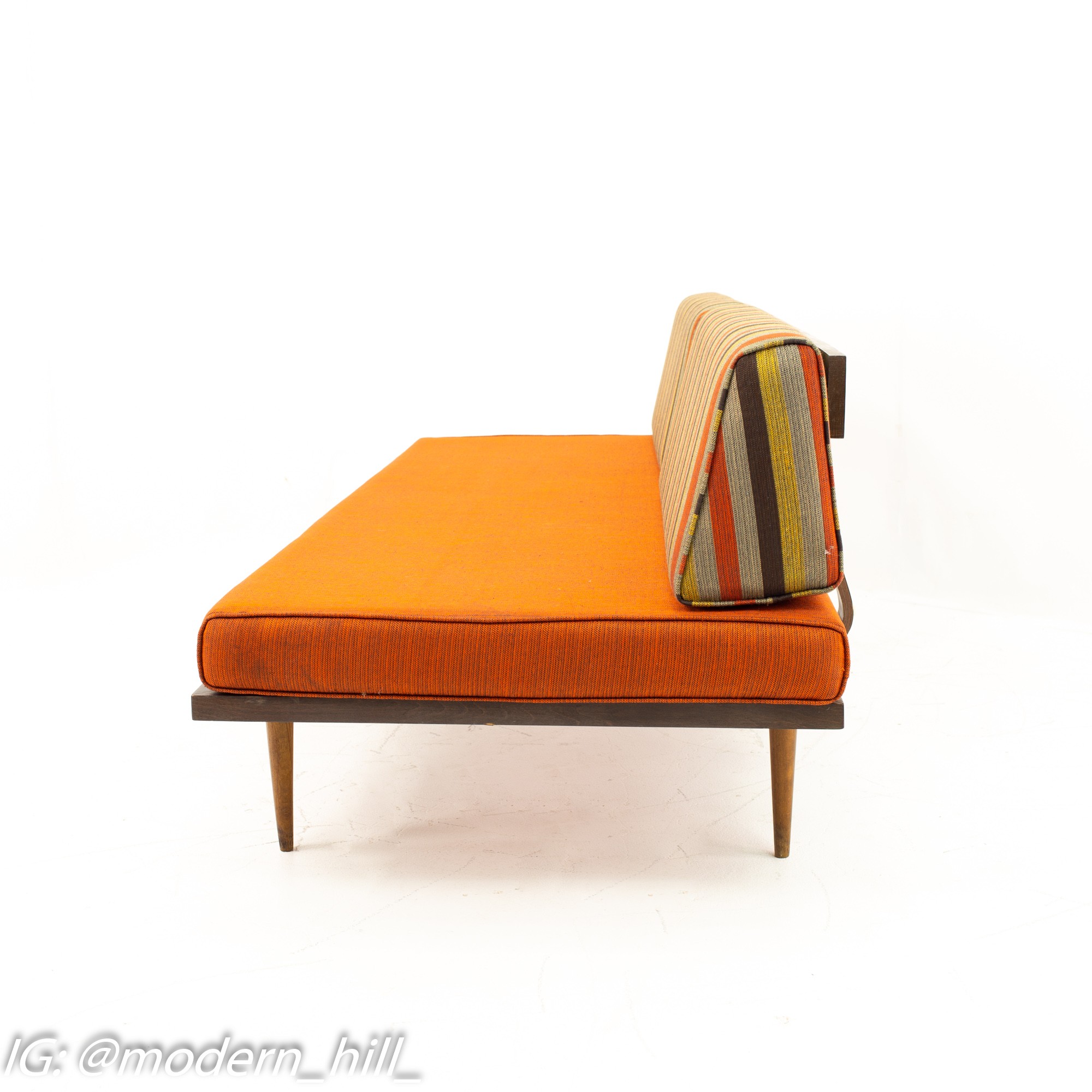 Mid Century Armless Striped Daybed Sofa - Pair