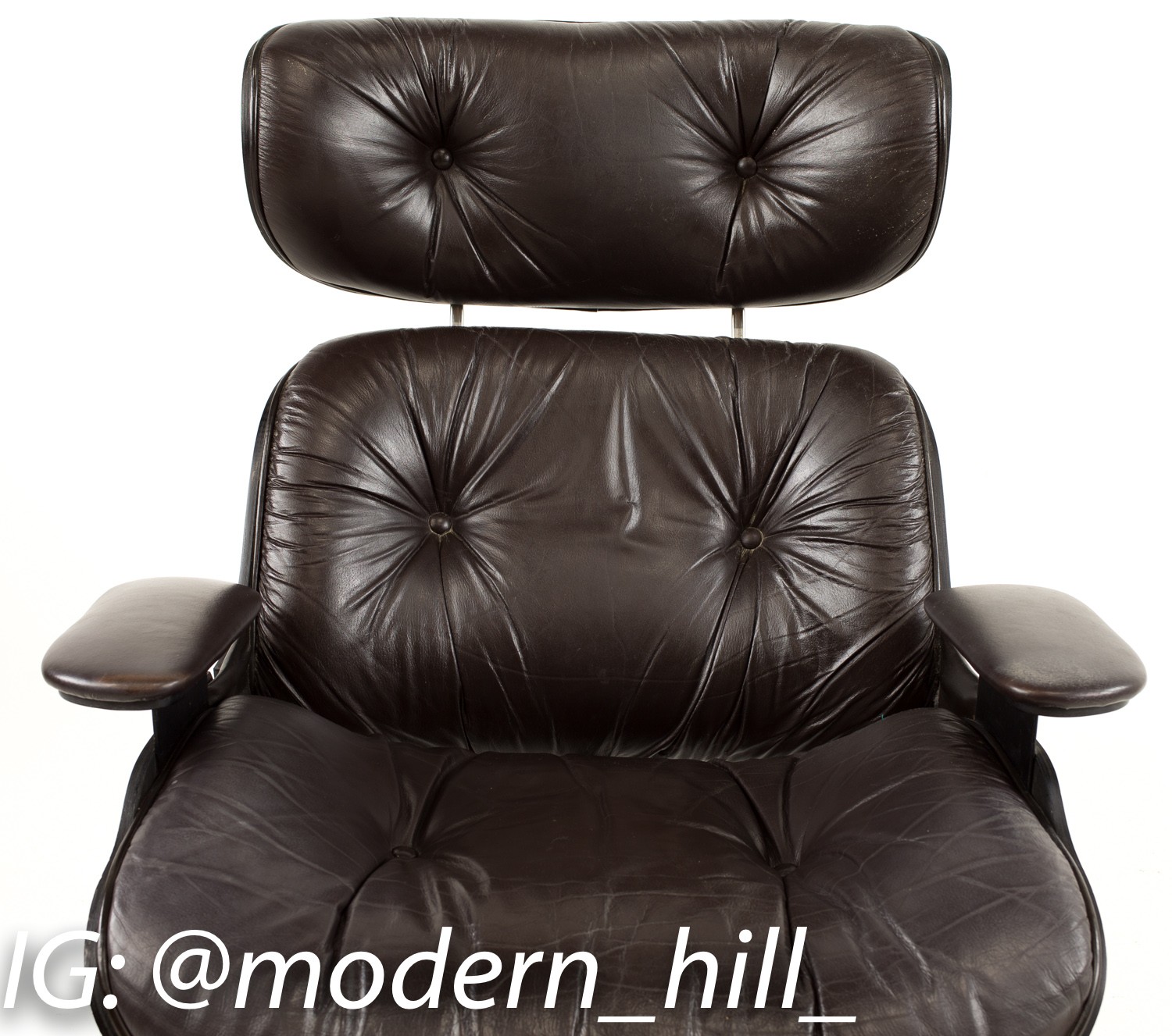 Plycraft Dark Brown Leather Lounge Chair and Ottoman