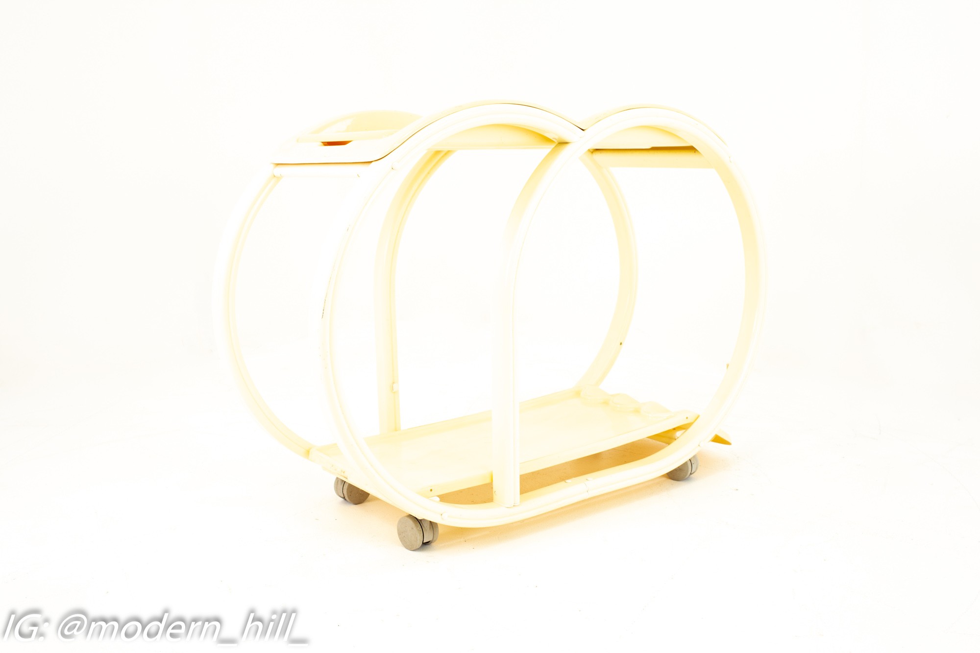 Mid Century Rounded White Plastic Bar Serving Cart