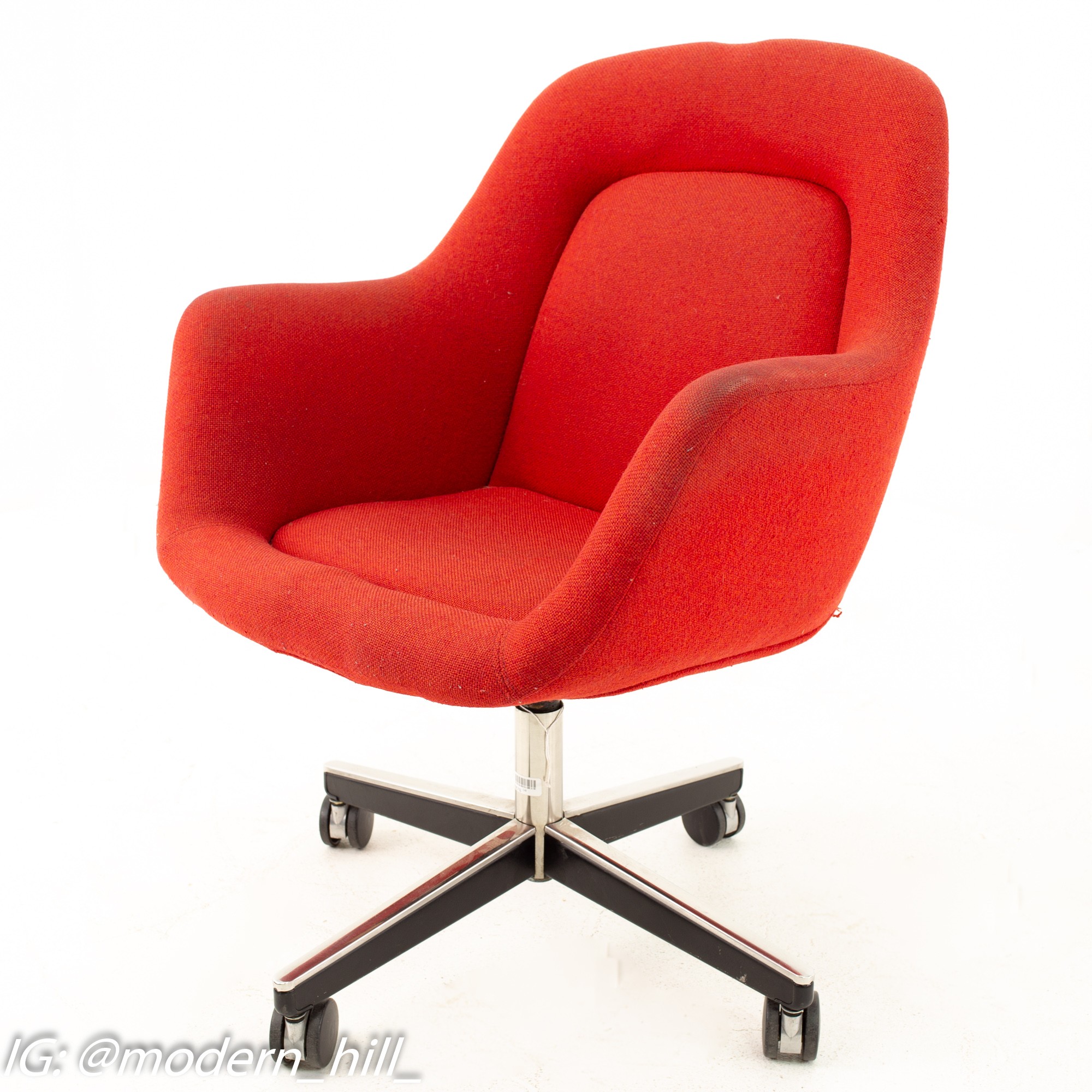 Max Pearson for Knoll Mid Century Red Upholstered Office Desk Chair