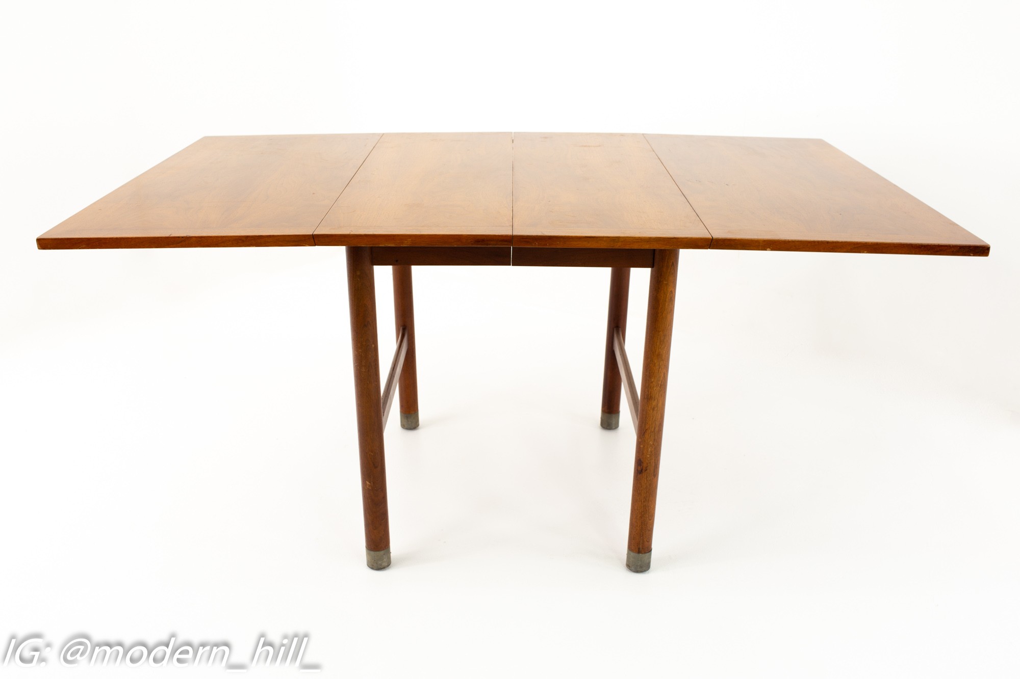 American of Martinsville Mid Century Drop Leaf Dining Table with Metal Accented Legs