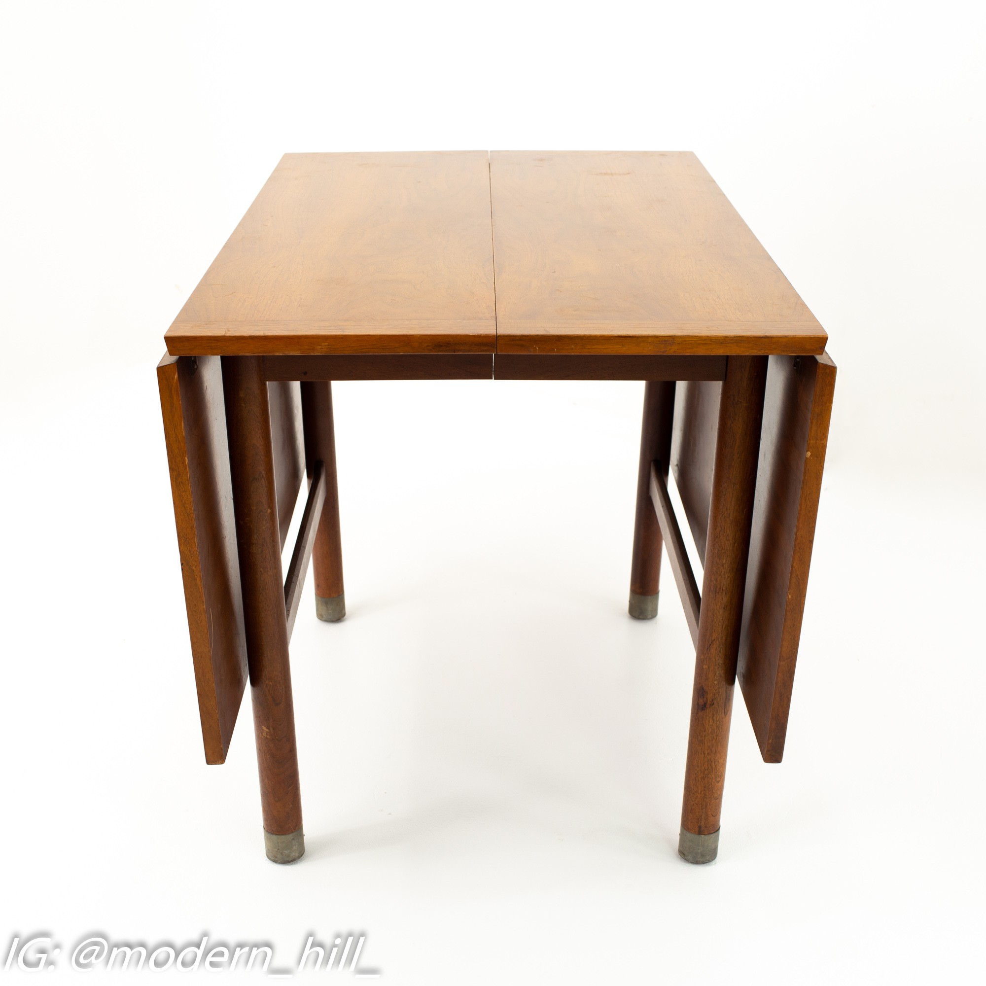 American of Martinsville Mid Century Drop Leaf Dining Table with Metal Accented Legs