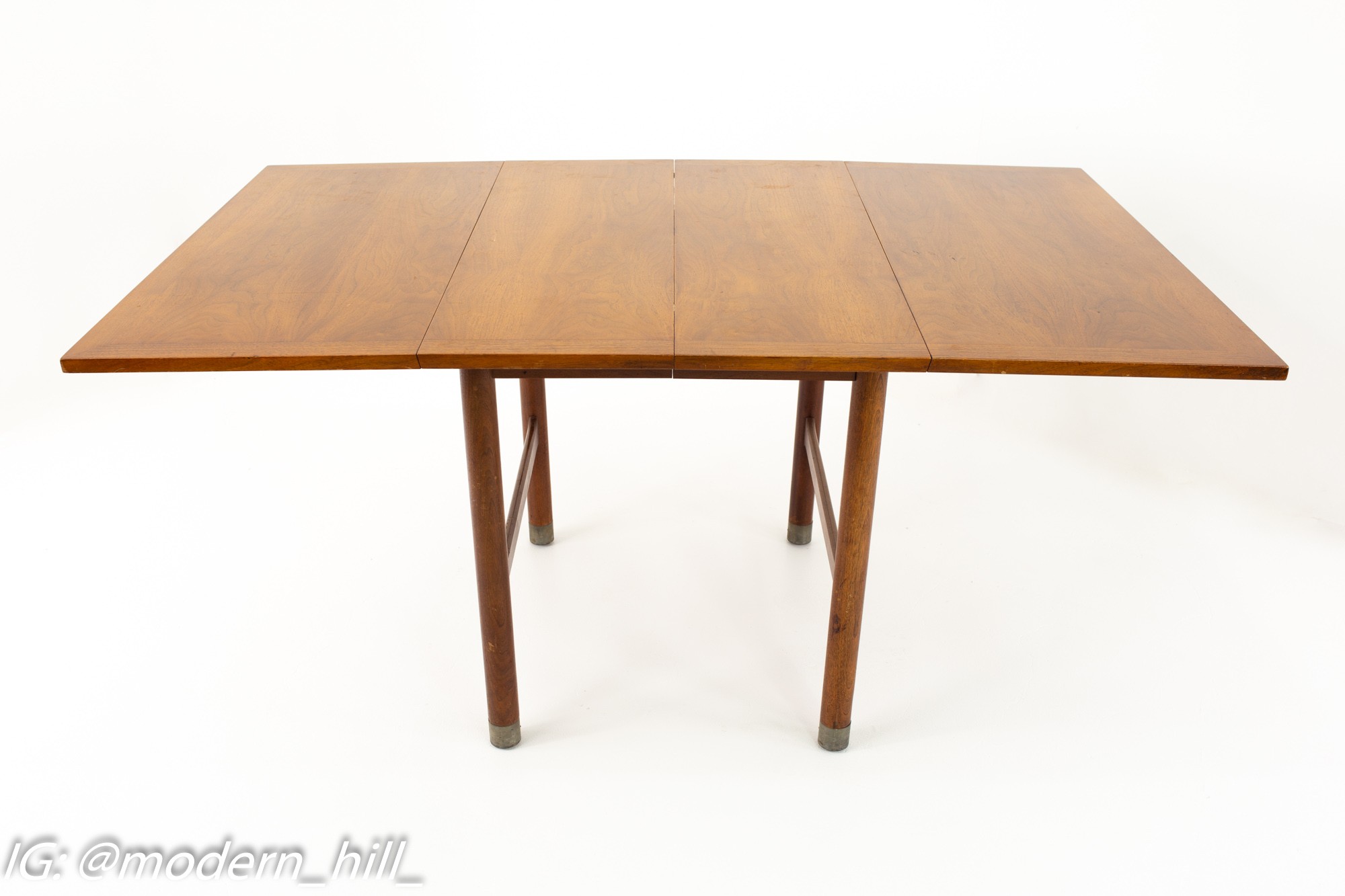 American of Martinsville Mid Century Drop Leaf Dining Table with Metal Accented Legs