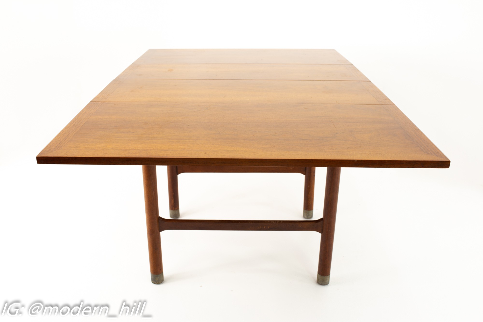 American of Martinsville Mid Century Drop Leaf Dining Table with Metal Accented Legs