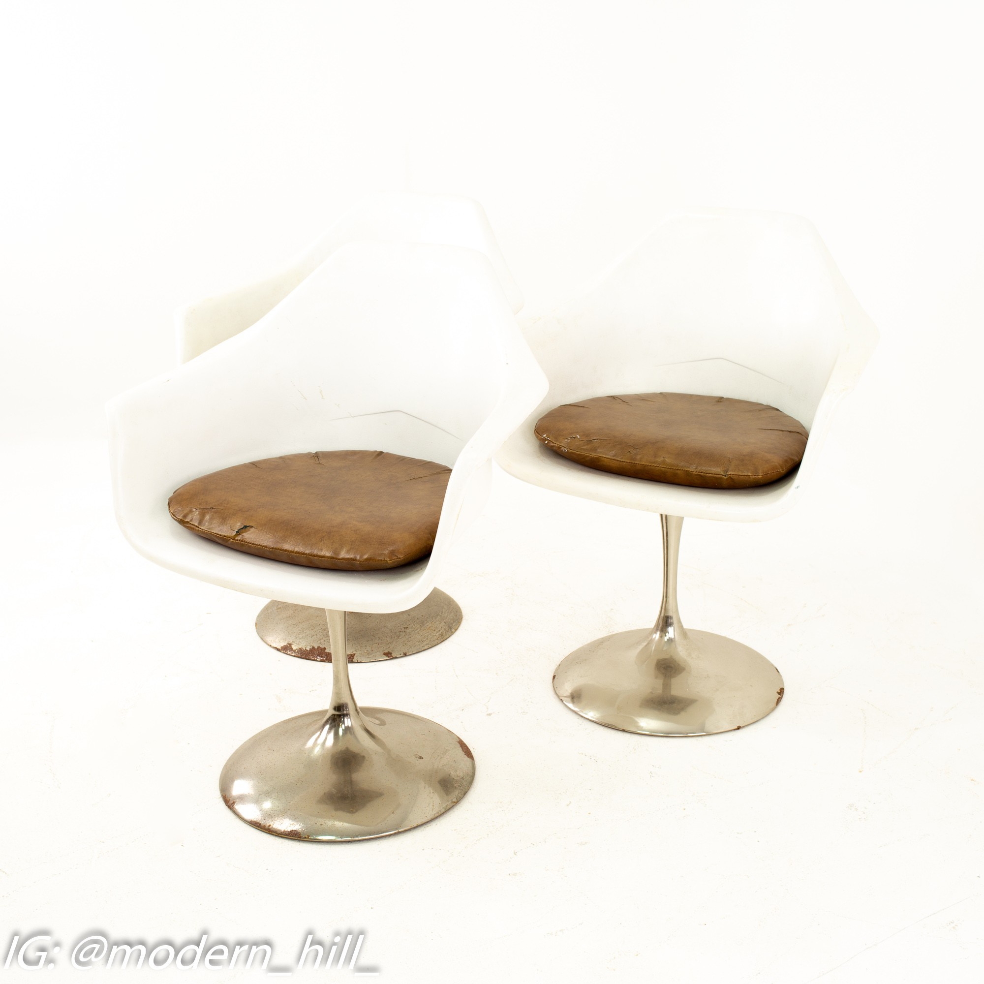 Eero Saarinen Style Mid Century Tulip Dining Chair - Pair