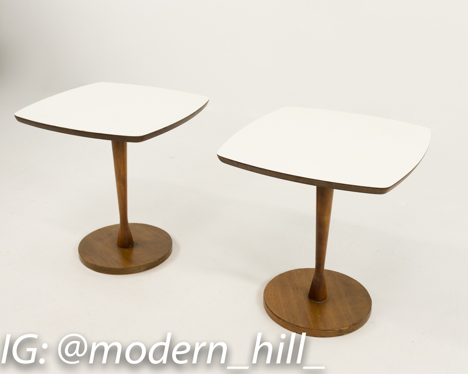 Mid-century Modern White Top Side Tables