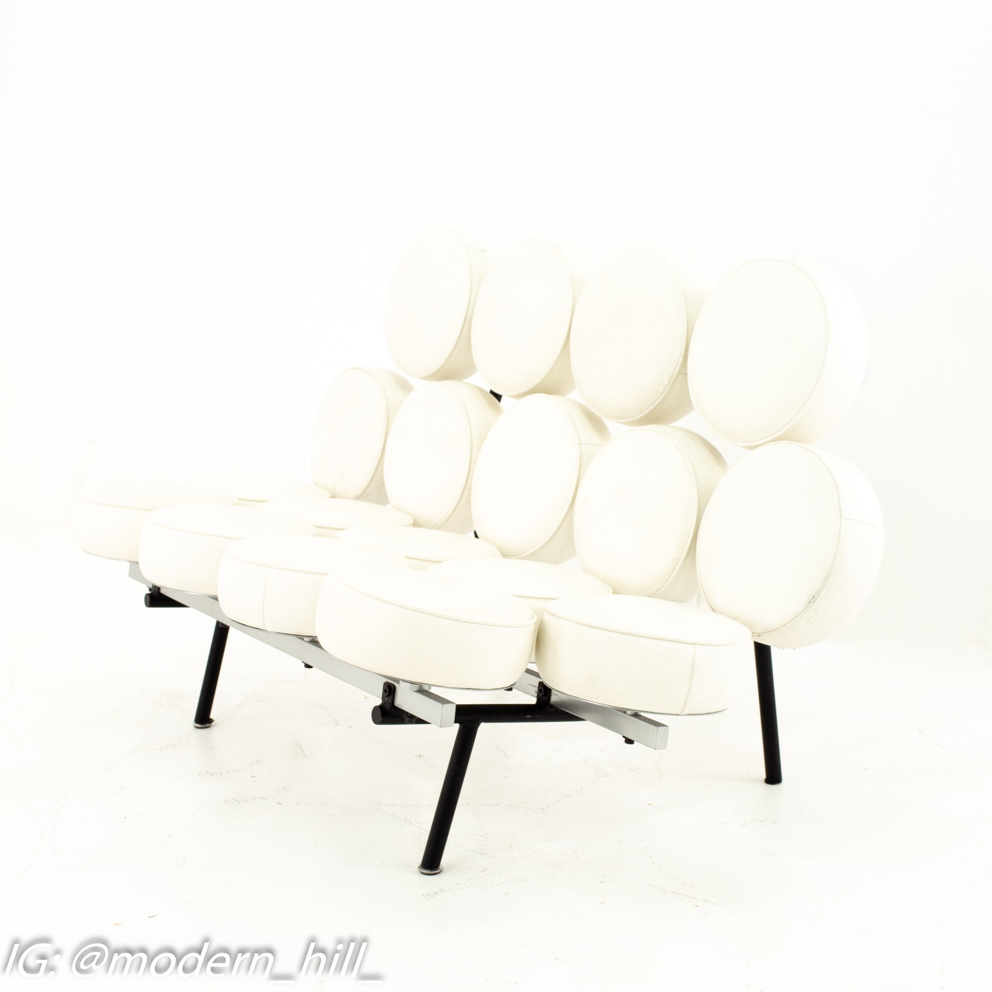 George Nelson for Herman Miller Style Mid Century Marshmallow Sofa White - Pair