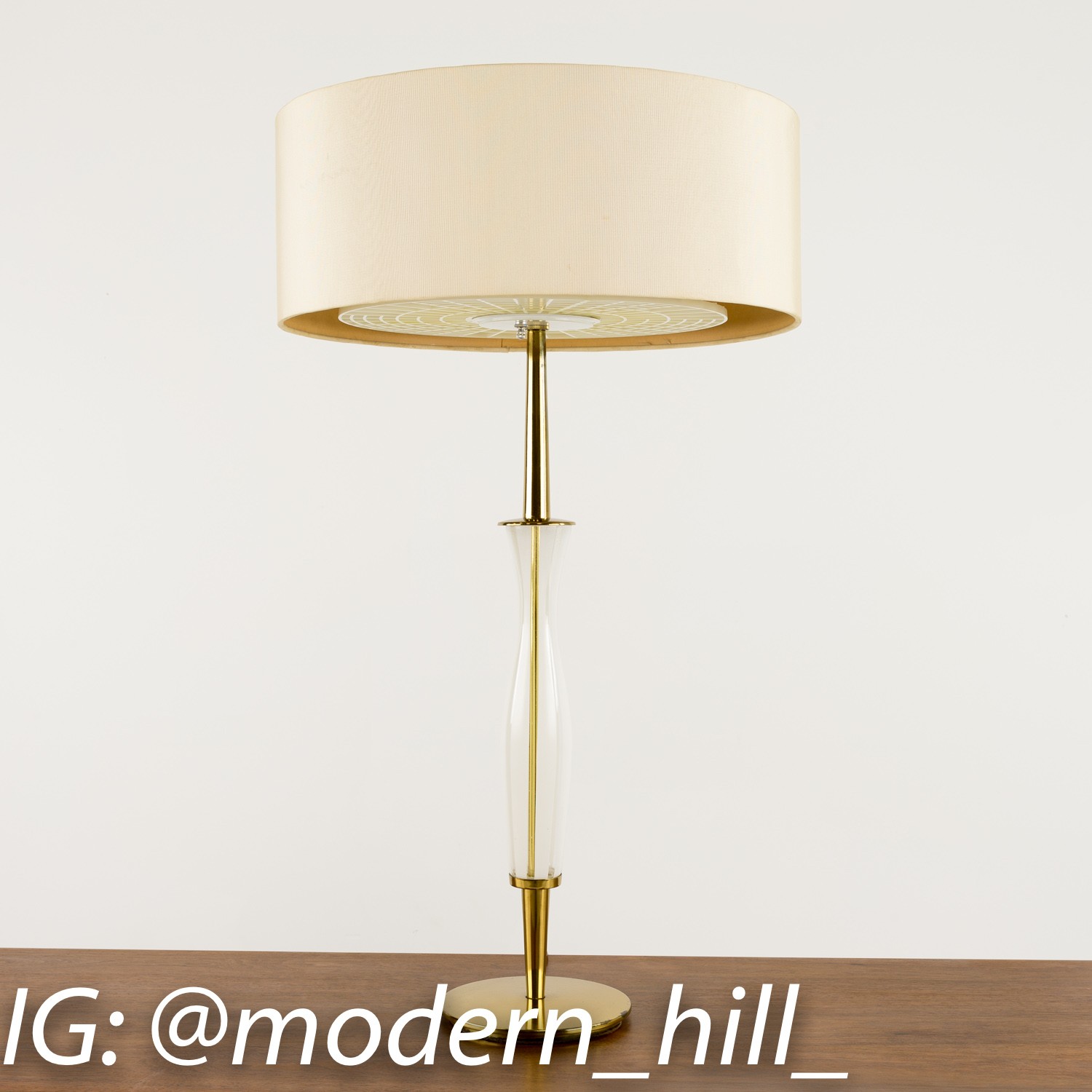 Lightolier Style Brass and Glass Table Lamp
