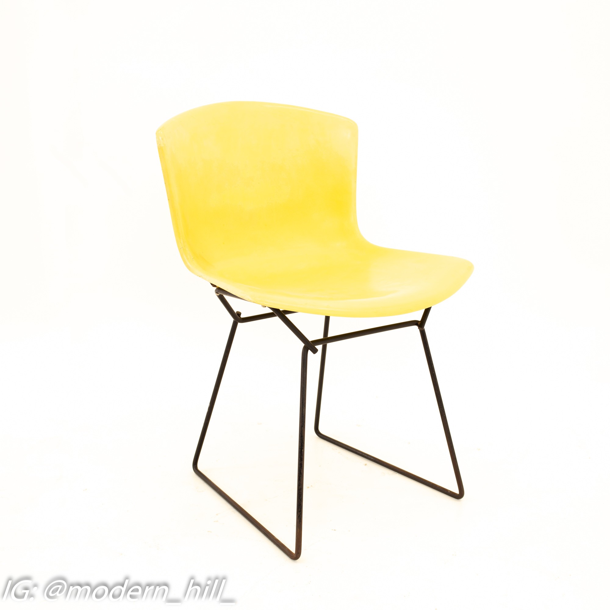 Knoll Mid Century Yellow Fiberglass Side Chair - Pair