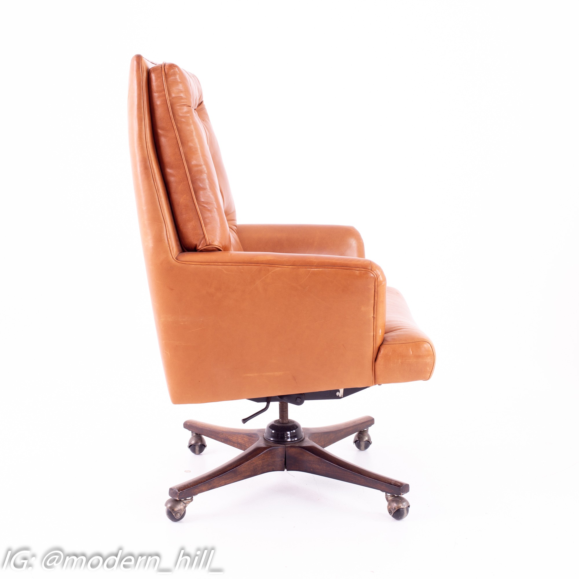 Edward Wormley for Dunbar Mid Century Leather Orange Desk Chair