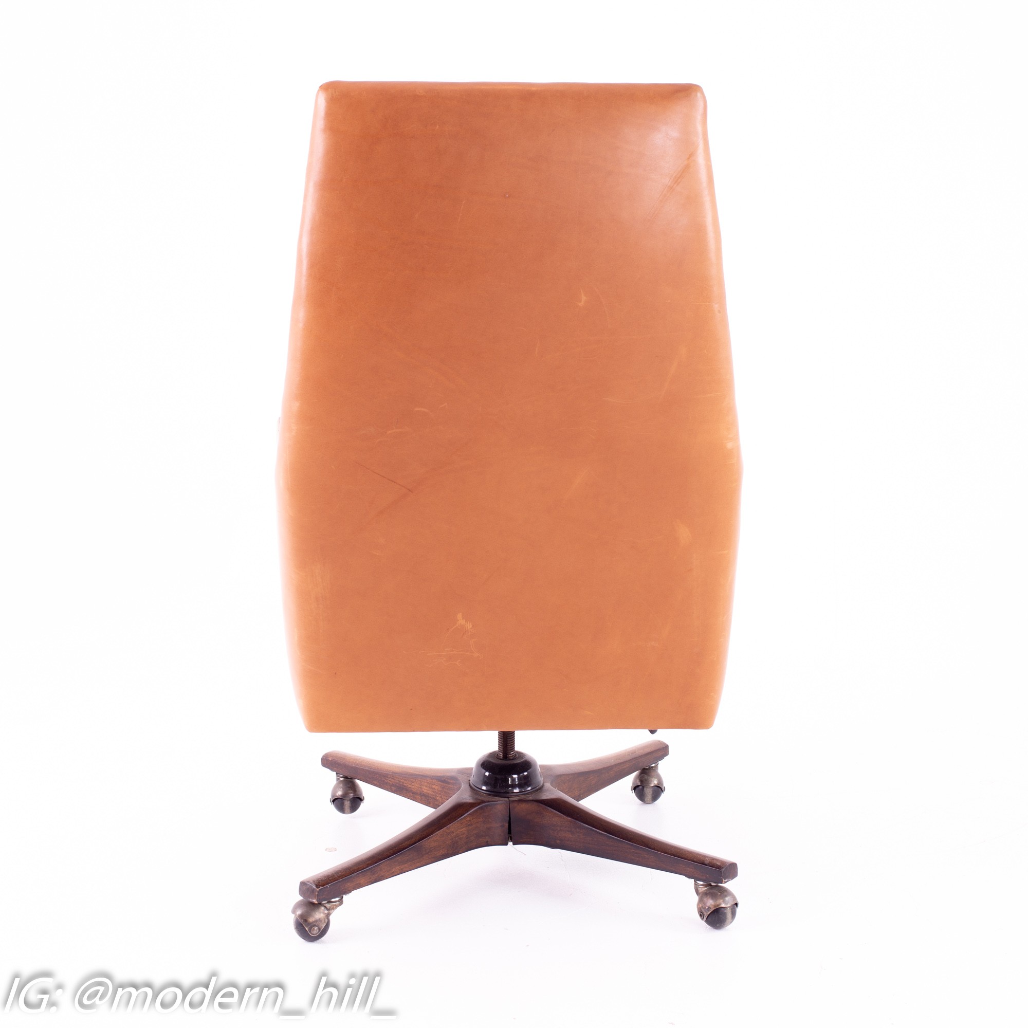 Edward Wormley for Dunbar Mid Century Leather Orange Desk Chair