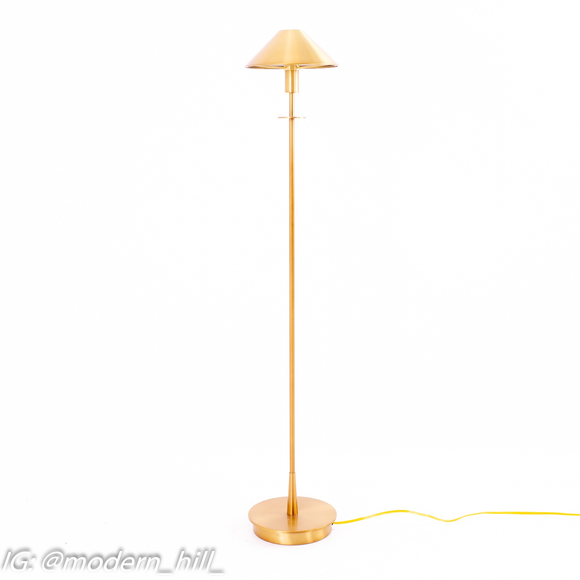 Images | Mid Century Modern Furniture - Mid Century Furniture Chicago Mid Century Brass Round Base Floor Lamps - Pair