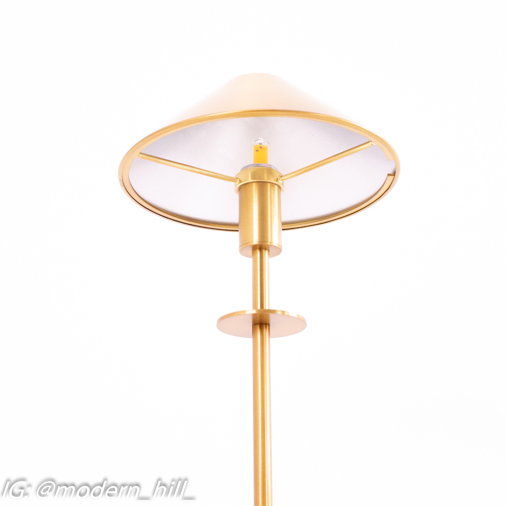 Images | Mid Century Modern Furniture - Mid Century Furniture Chicago Mid Century Brass Round Base Floor Lamps - Pair