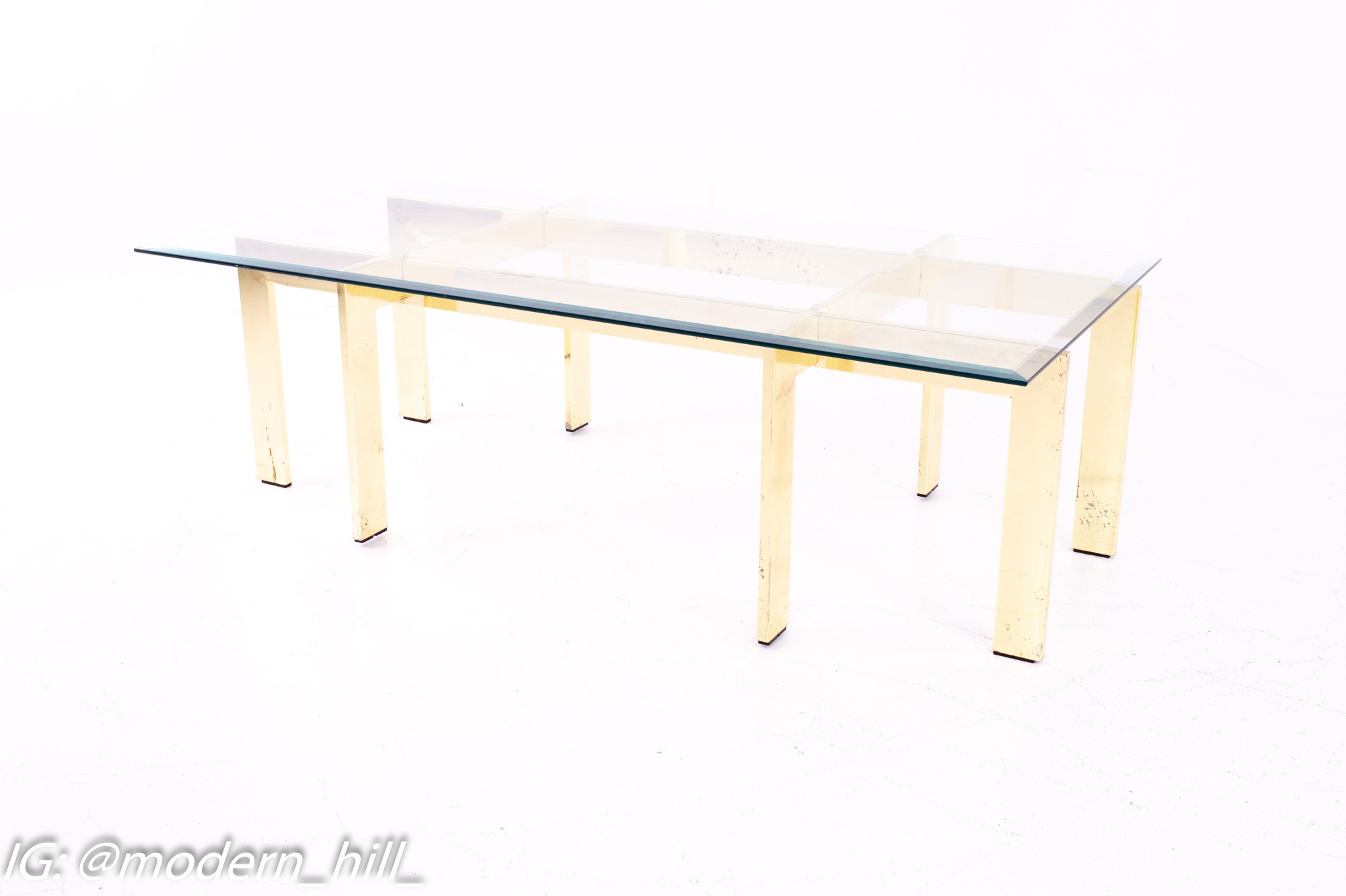 Mid Century Rectangular Glass and Brass Coffee Table