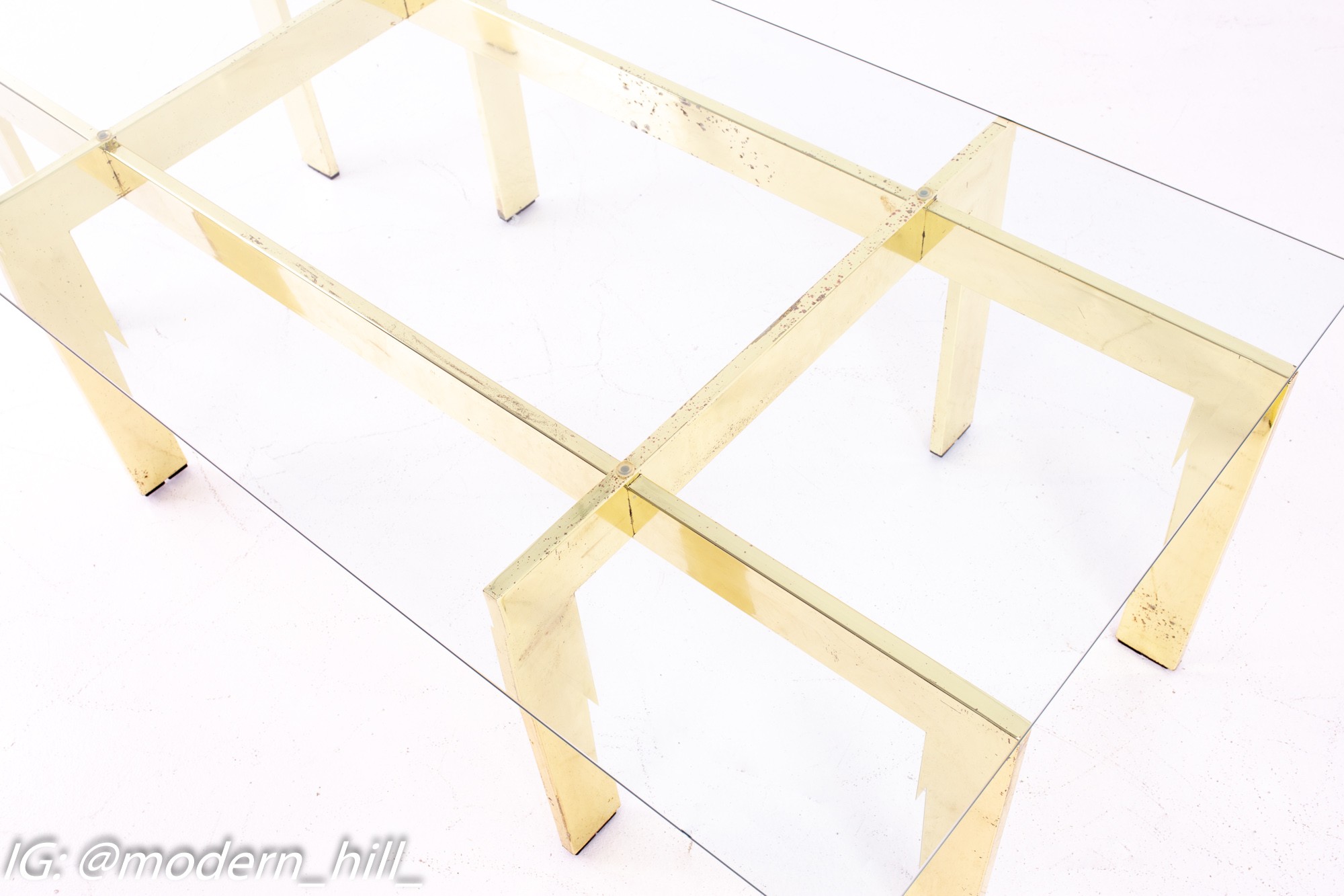 Mid Century Rectangular Glass and Brass Coffee Table