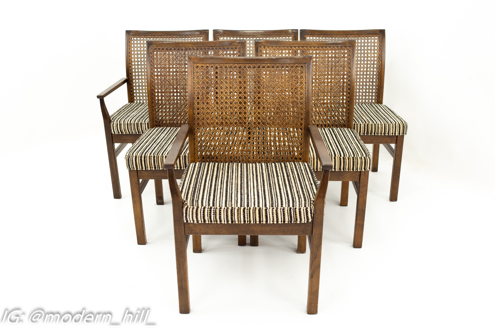 Images | Mid Century Modern Furniture - Mid Century Furniture Chicago Lane Mid Century Cane Backed Walnut Dining Chairs - Set of 6