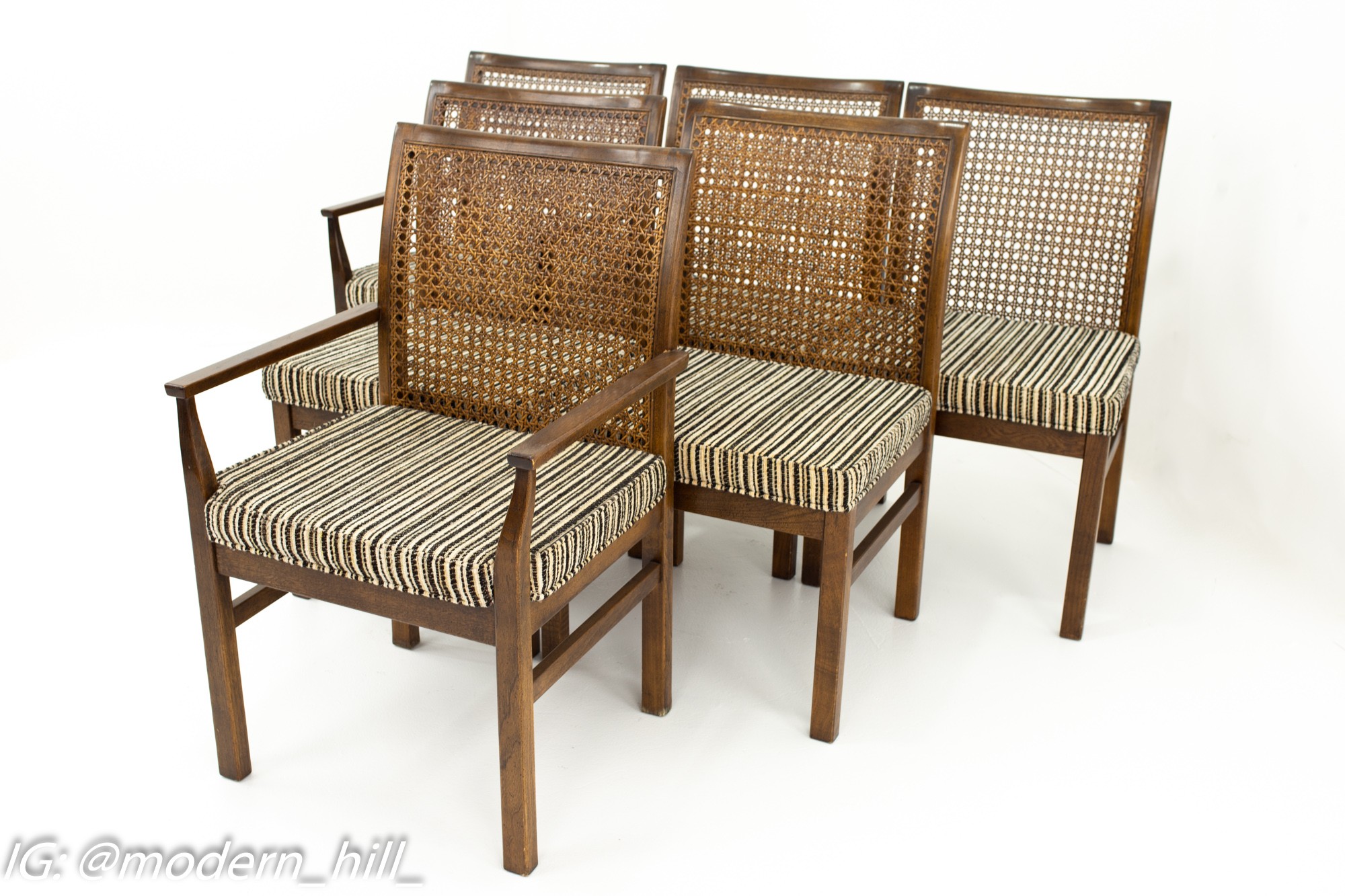 Images | Mid Century Modern Furniture - Mid Century Furniture Chicago Lane Mid Century Cane Backed Walnut Dining Chairs - Set of 6