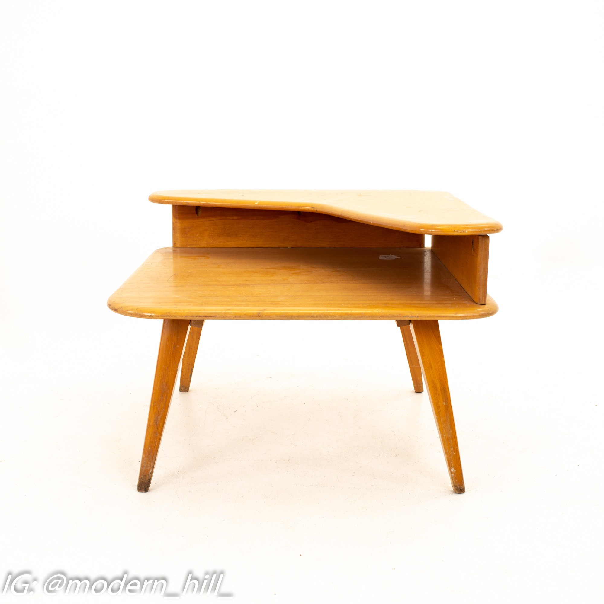 Images | Mid Century Modern Furniture - Mid Century Furniture Chicago Heywood-wakefield Mid Century Two Tier Square Side Table in Champagne