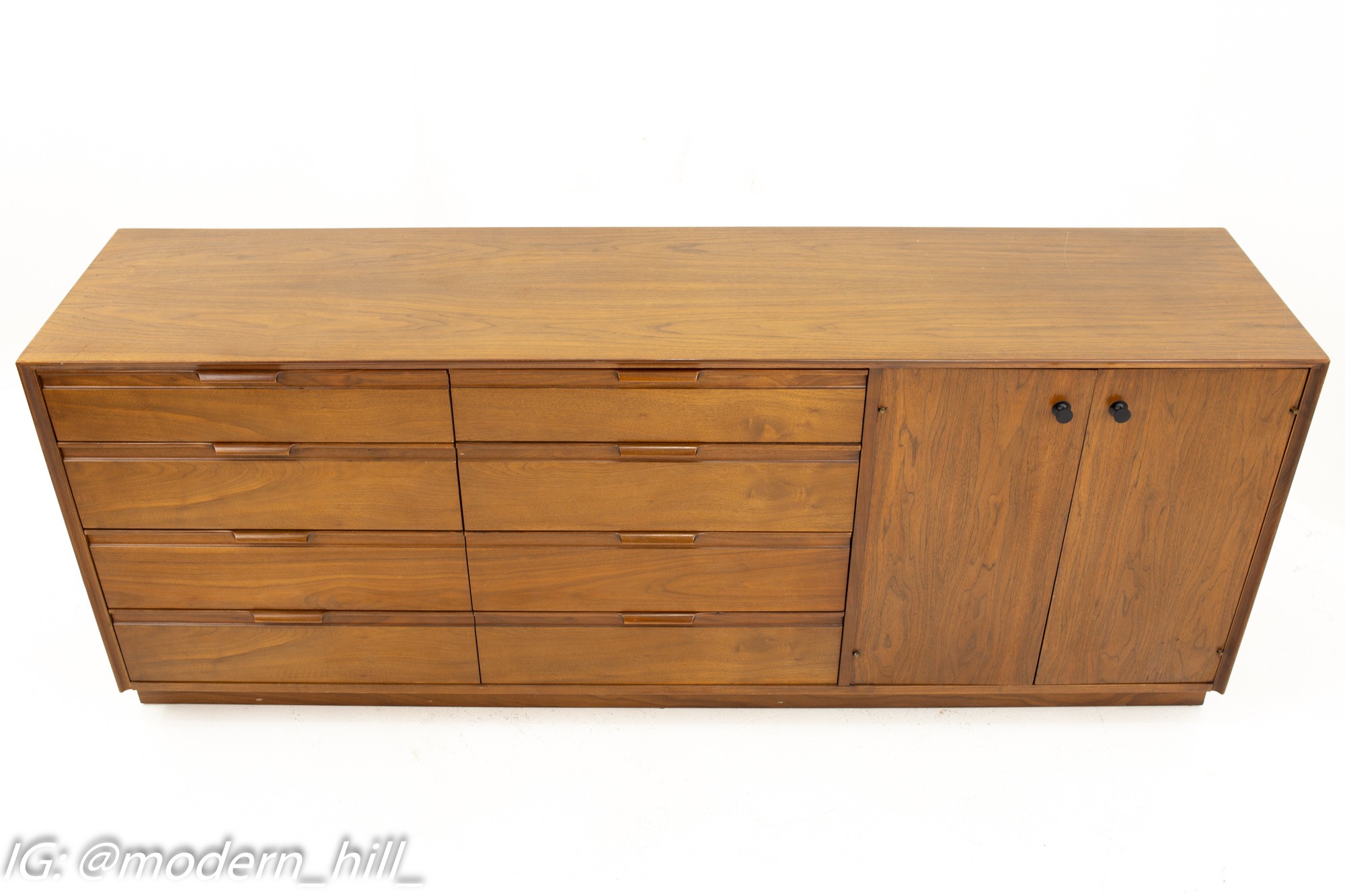 American of Martinsville Mid Century Walnut 12 Drawer Dresser Credenza Cabinet