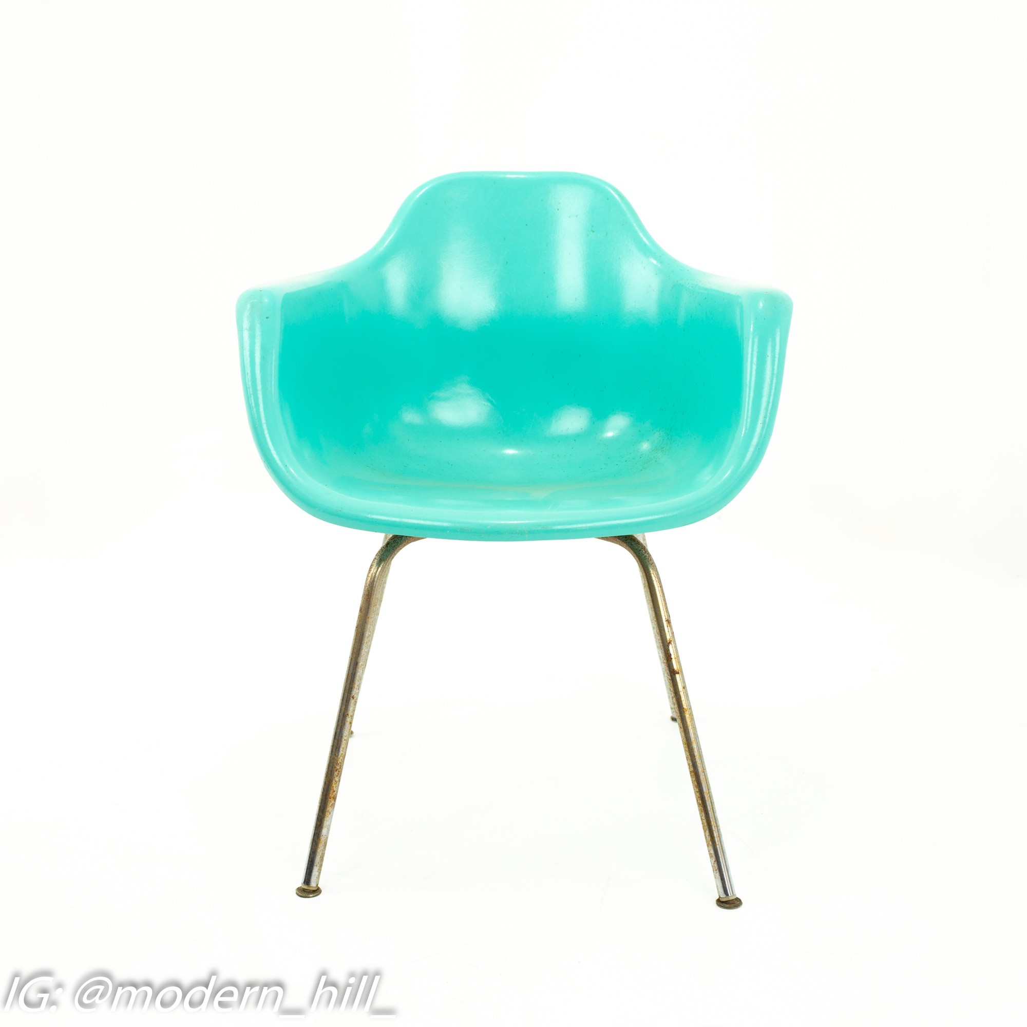 Eames Style Krueger Metal Products Mid Century Green Fiberglass Shell Chair