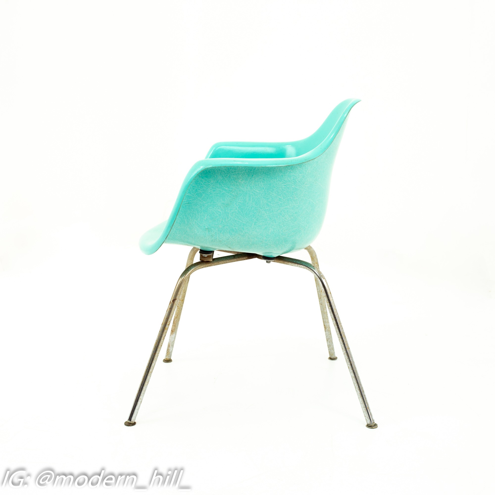 Eames Style Krueger Metal Products Mid Century Green Fiberglass Shell Chair