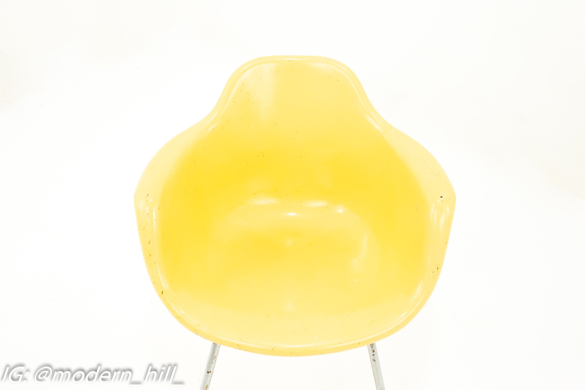 Eames Style Krueger Metal Products Mid Century Yellow Fiberglass Shell Chair