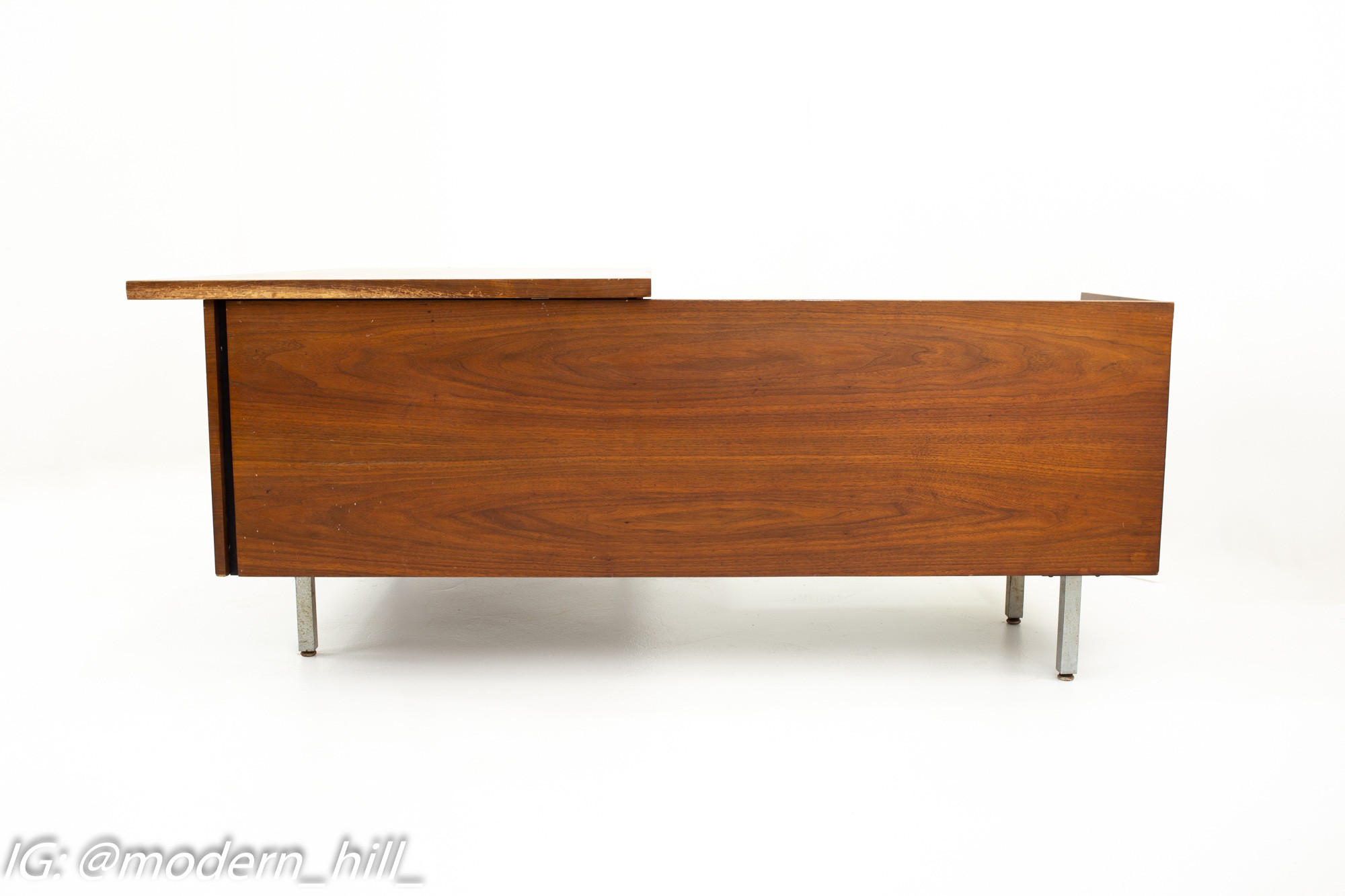 George Nelson for Herman Miller Style Mid Century Walnut and Chrome Executive Corner Desk