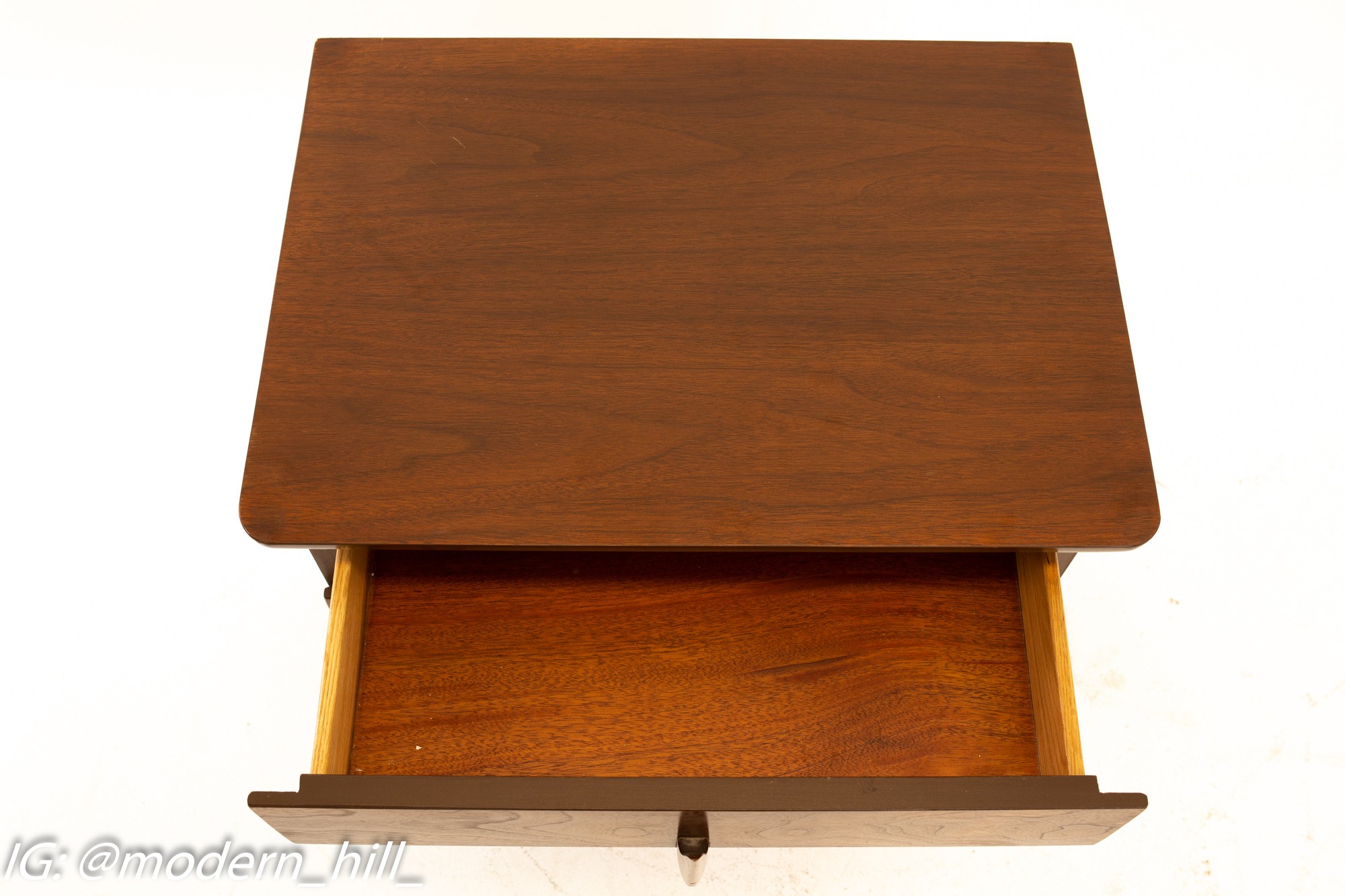 United Furniture Mid Century Walnut 3 Drawer Chest Nightstand