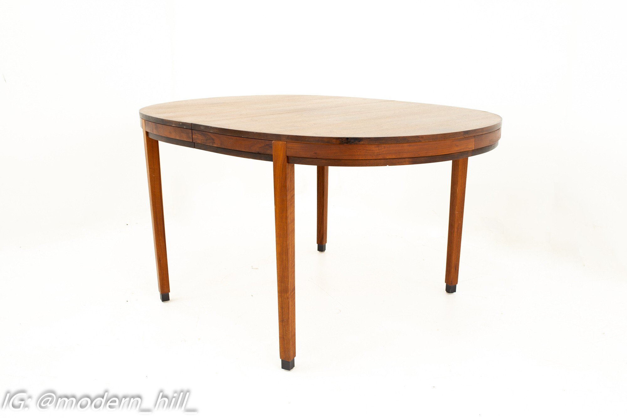 Paul Mccobb for Directional Mid Century Walnut Oval Dining Table with 2 Leaves