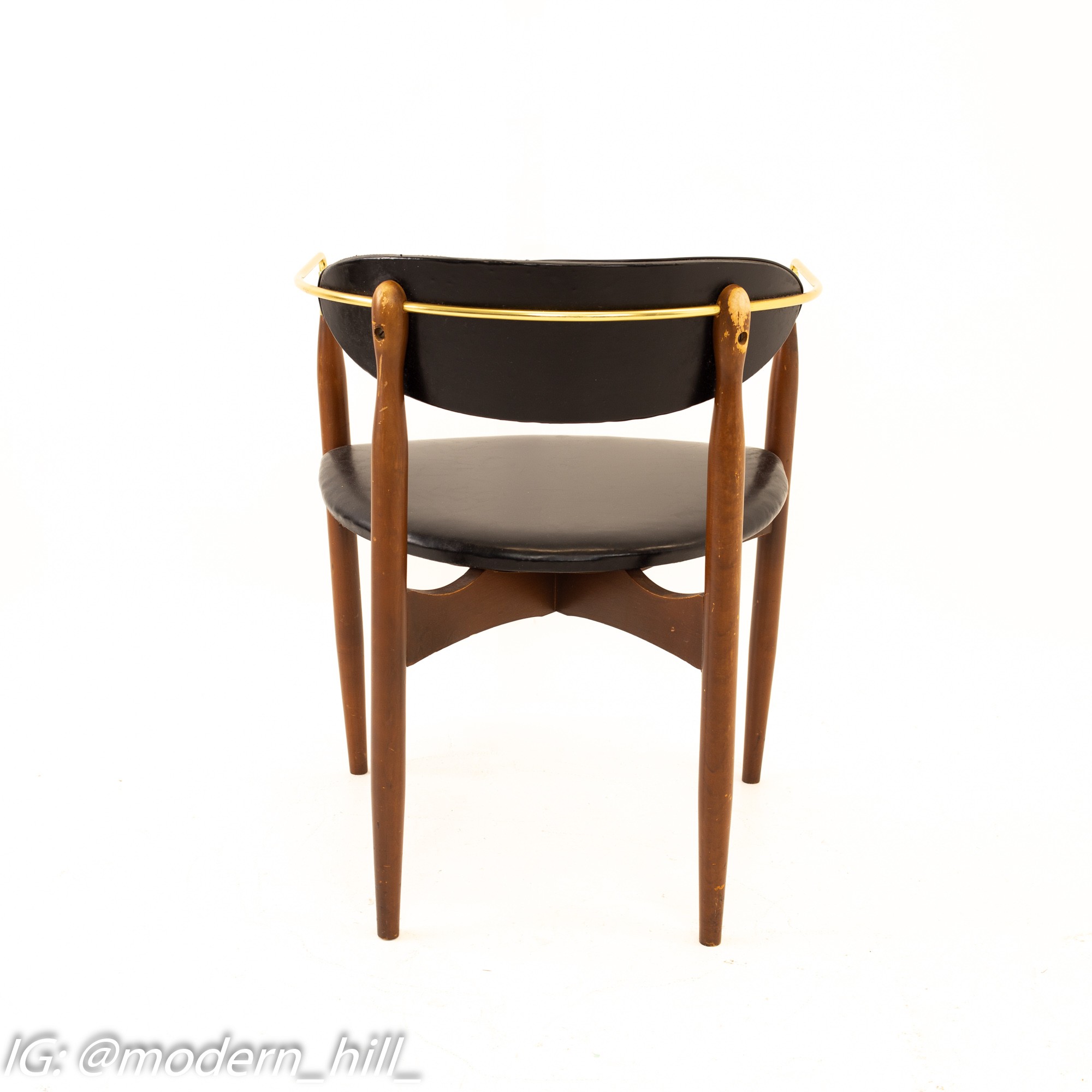 Dan Johnson Viscount Mid Century Walnut and Brass Dining Chairs - Set of 4