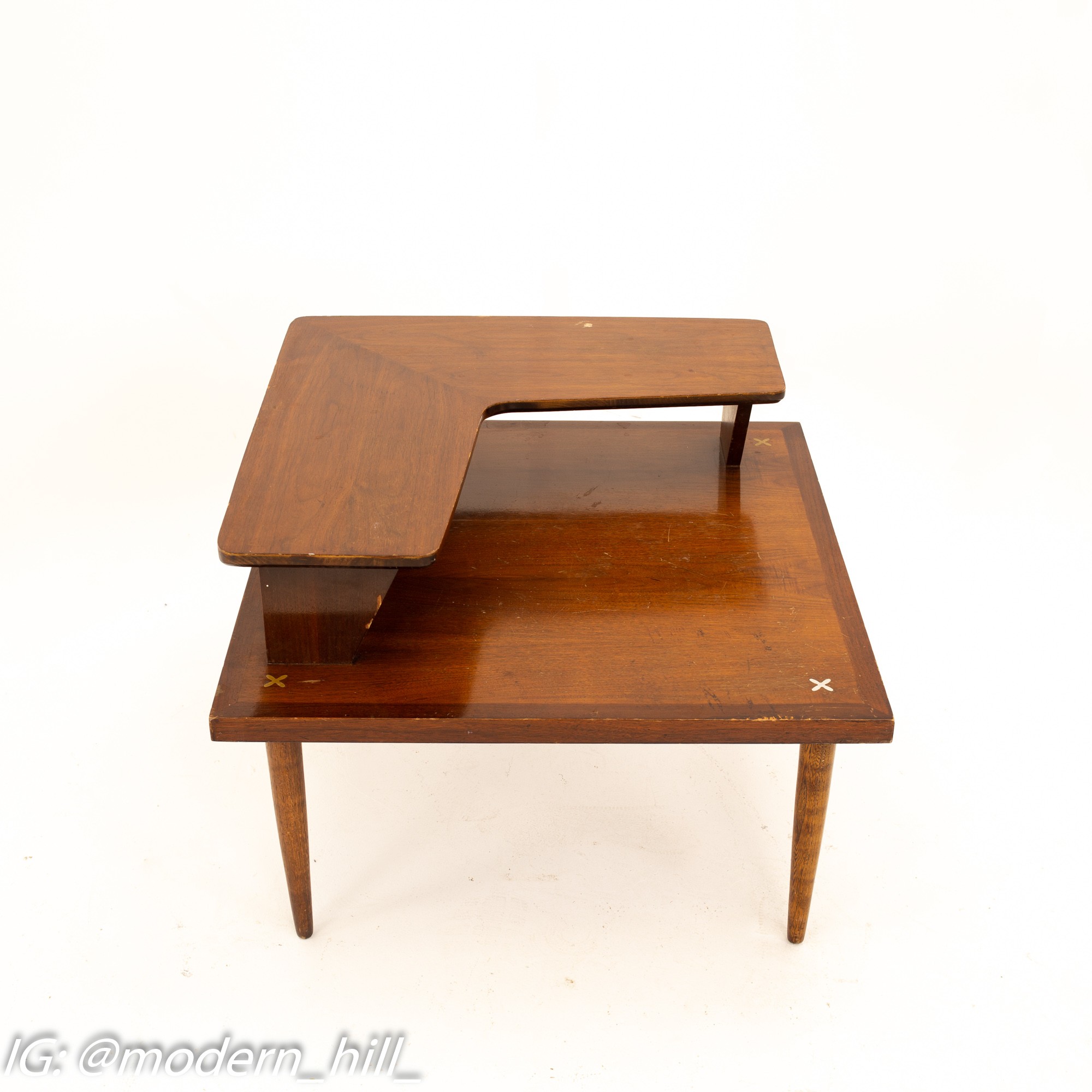 Merton Gershun for American of Martinsville Mid Century Two Tier Corner Table