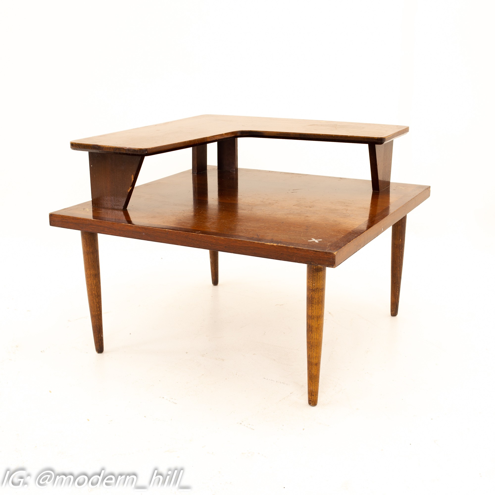 Merton Gershun for American of Martinsville Mid Century Two Tier Corner Table