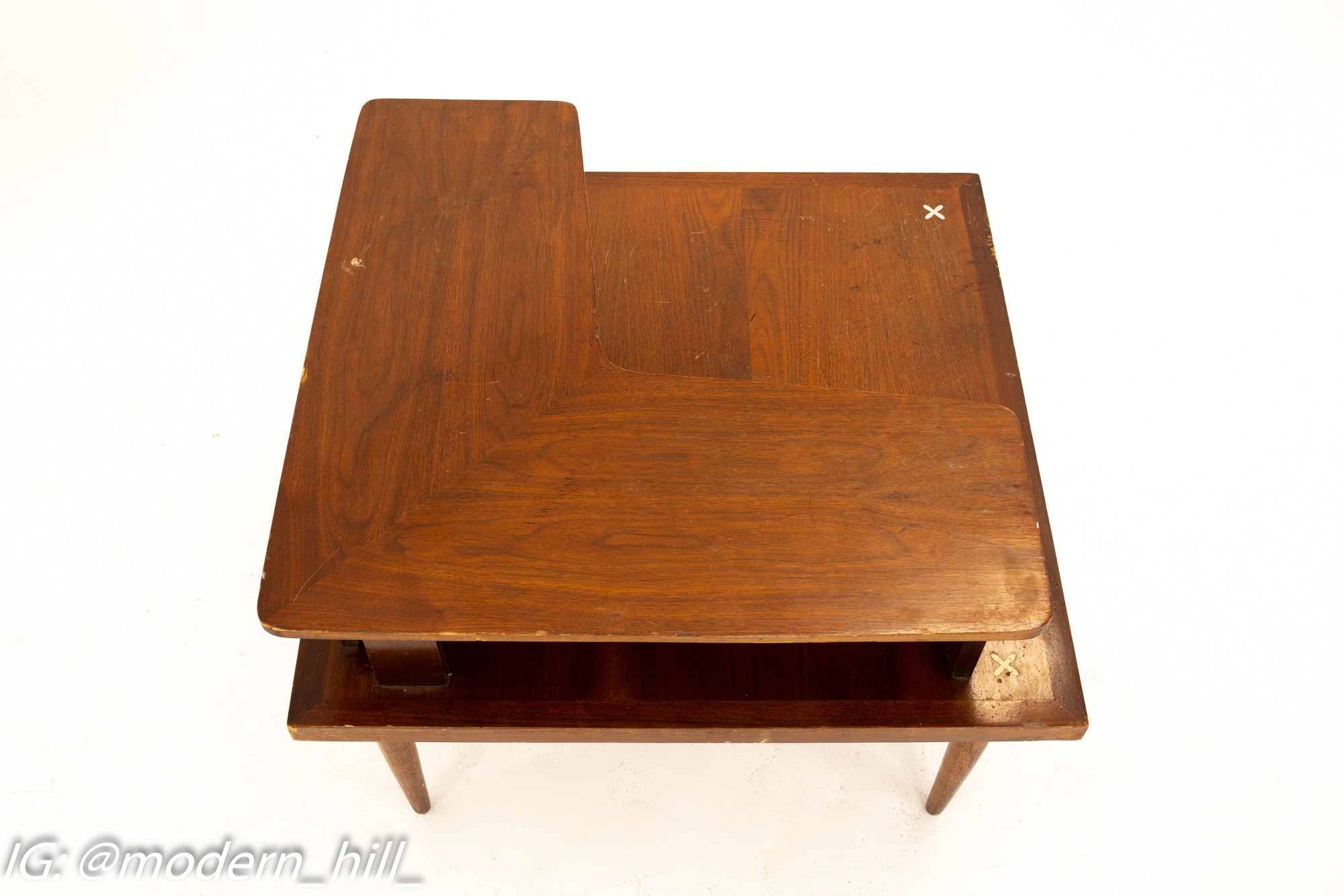Merton Gershun for American of Martinsville Mid Century Two Tier Corner Table
