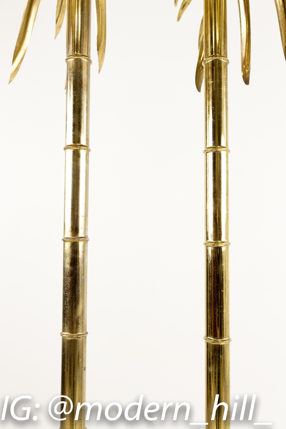 Italian Casa Bique Maison Jansen Style Brass Palm Tree Lamps - Matching Pair