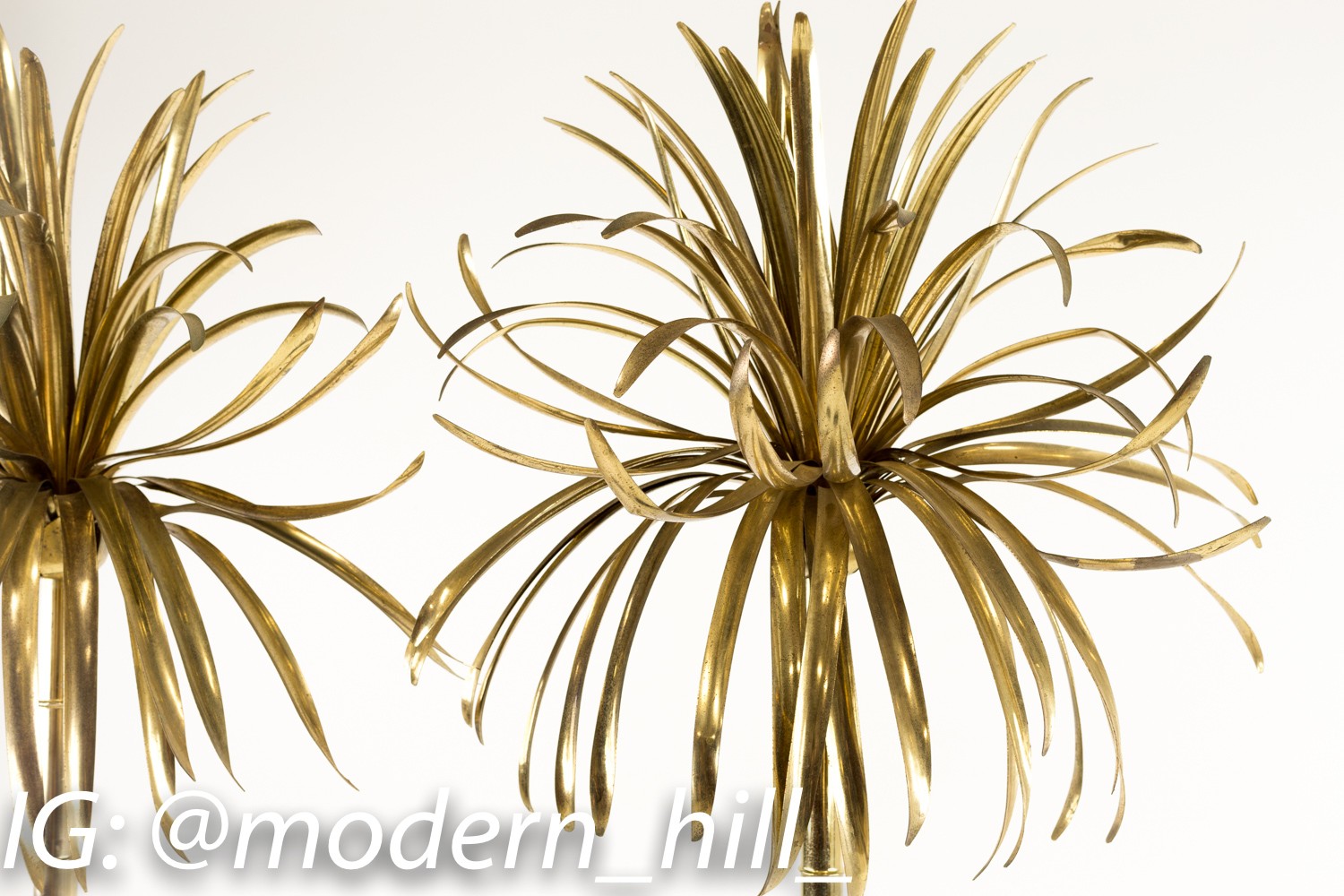 Italian Casa Bique Maison Jansen Style Brass Palm Tree Lamps - Matching Pair