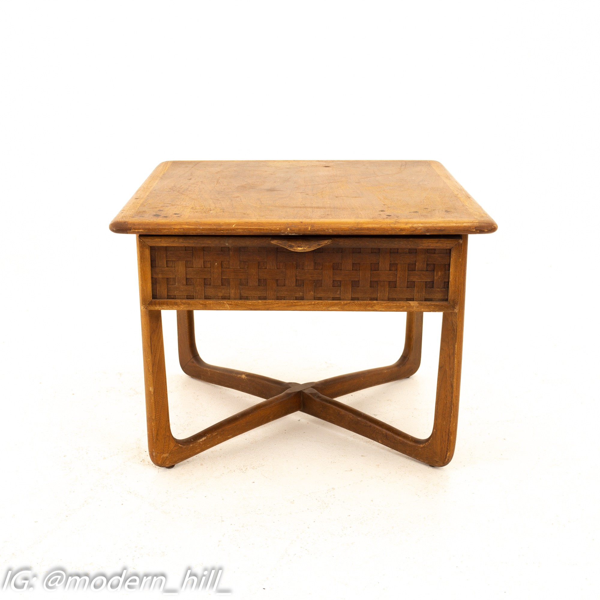 Warren Church for Lane Perception Mid Century X Base Walnut Side End Table