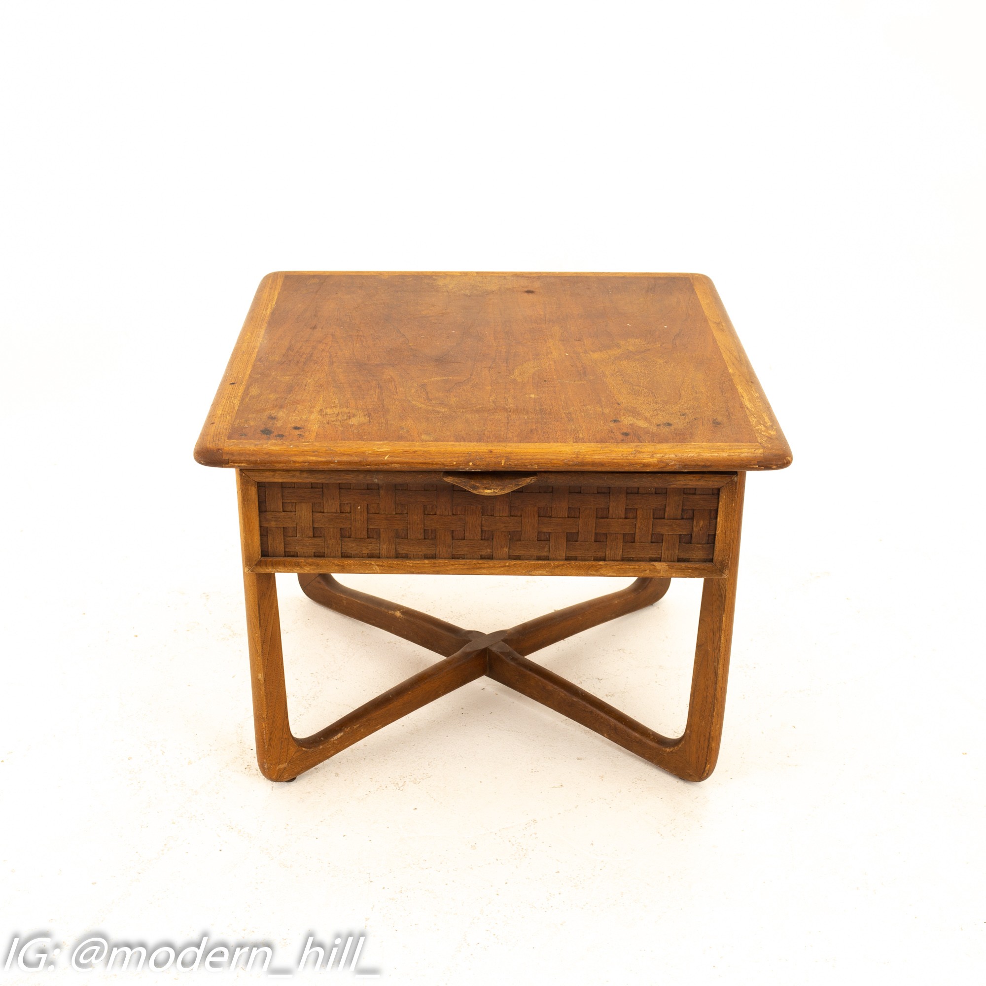 Warren Church for Lane Perception Mid Century X Base Walnut Side End Table