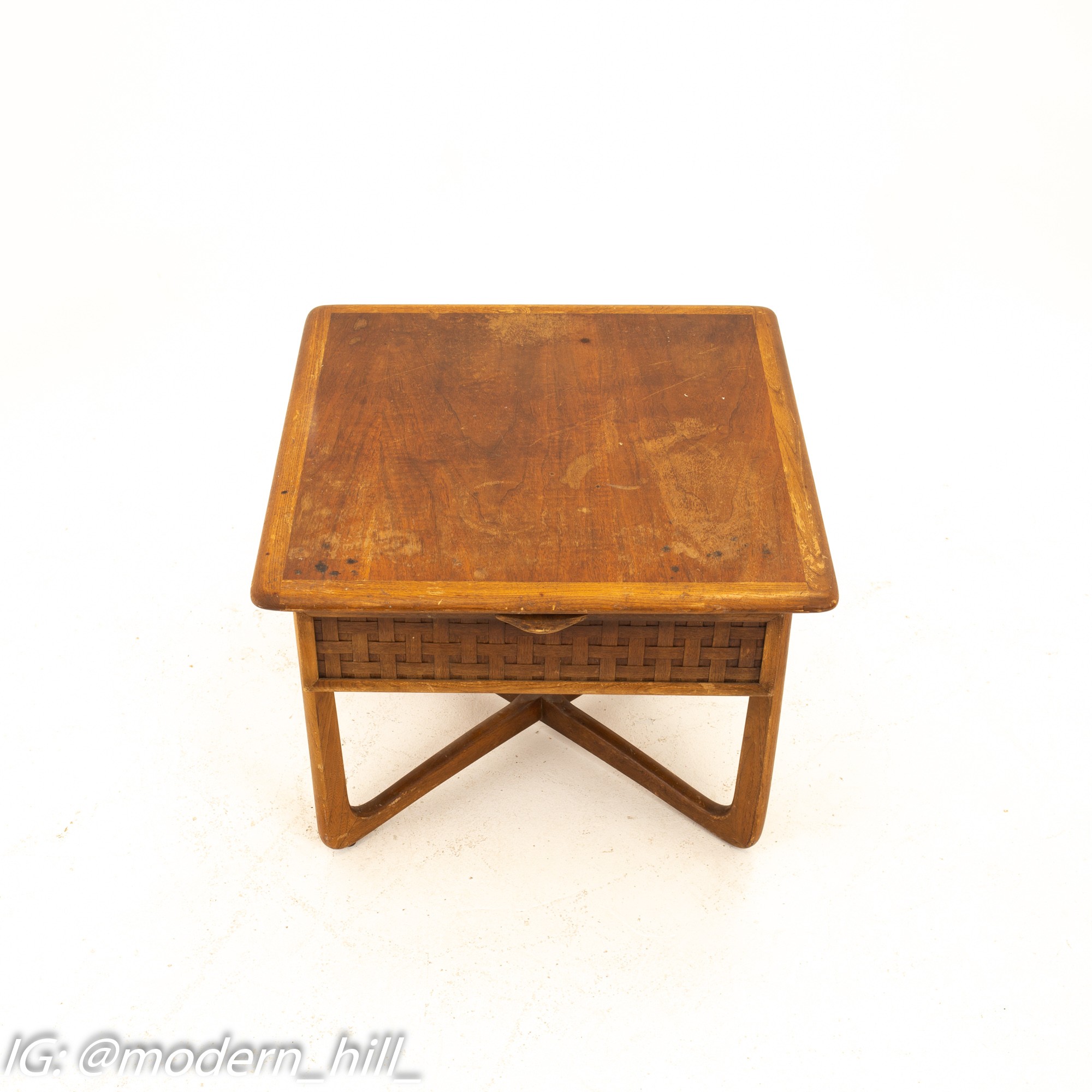 Warren Church for Lane Perception Mid Century X Base Walnut Side End Table
