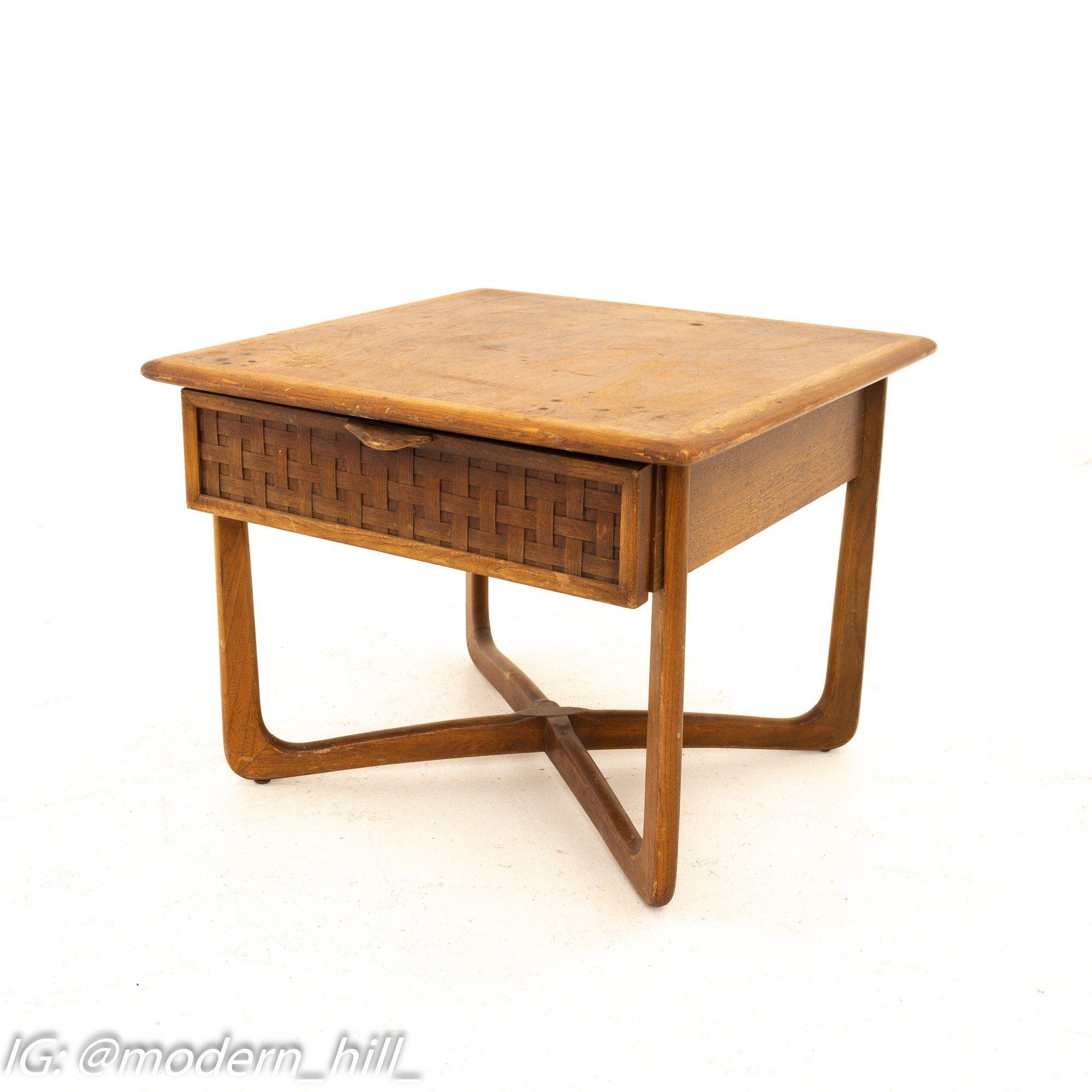 Warren Church for Lane Perception Mid Century X Base Walnut Side End Table