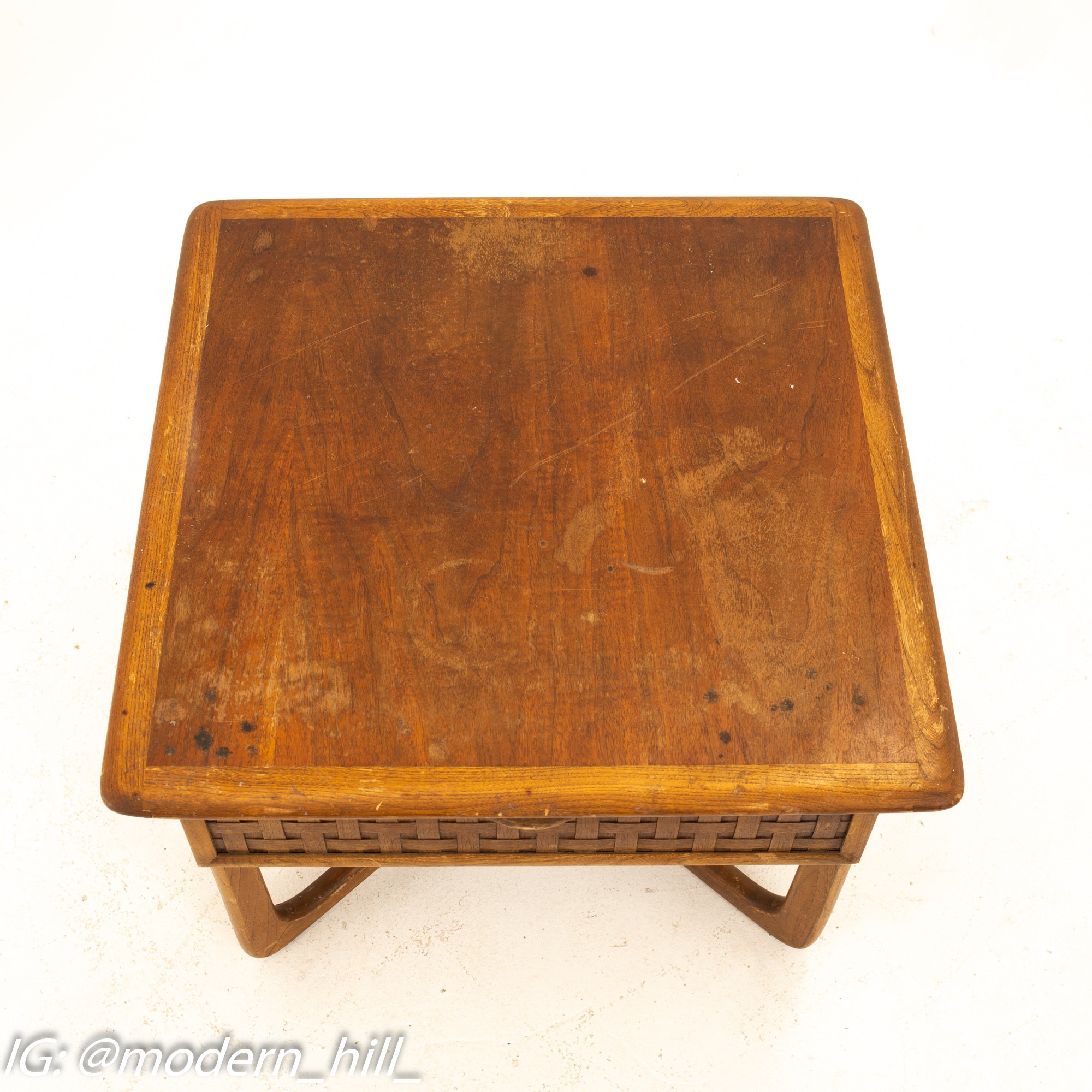 Warren Church for Lane Perception Mid Century X Base Walnut Side End Table