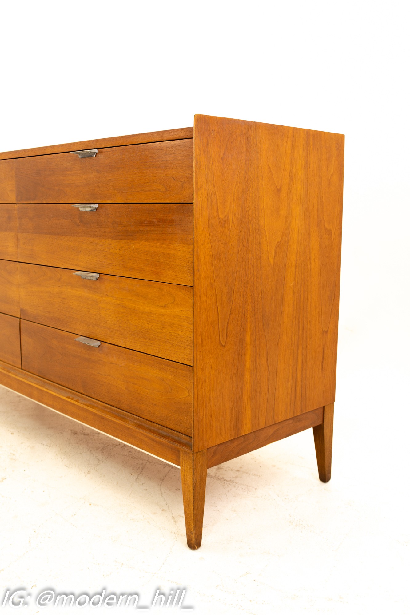 (existing Listing) Arthur Umanoff for Cavalier Mid Century Walnut 8 Drawer Lowboy Dresser