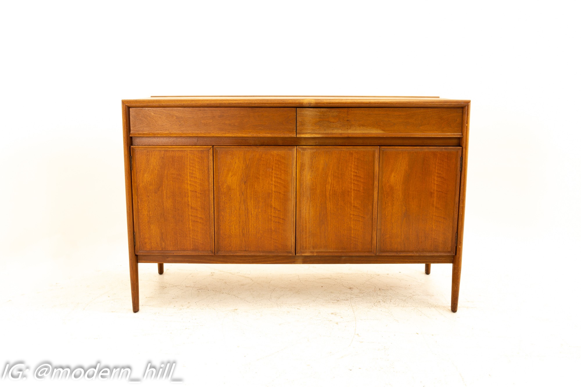 Barney Flagg for Drexel Parallel Mid Century 2 Drawer Walnut Sideboard Buffet Credenza