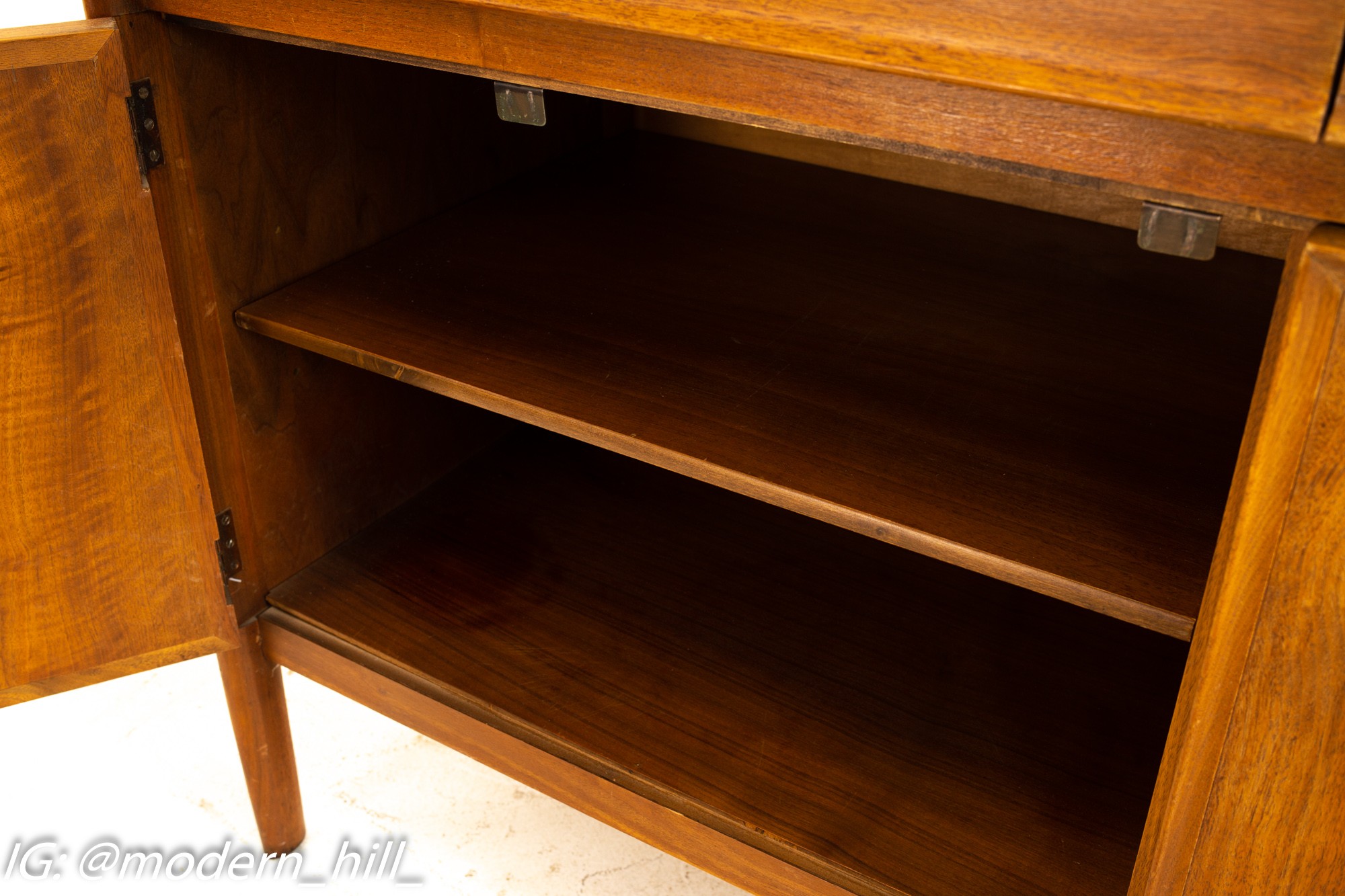 Barney Flagg for Drexel Parallel Mid Century 2 Drawer Walnut Sideboard Buffet Credenza