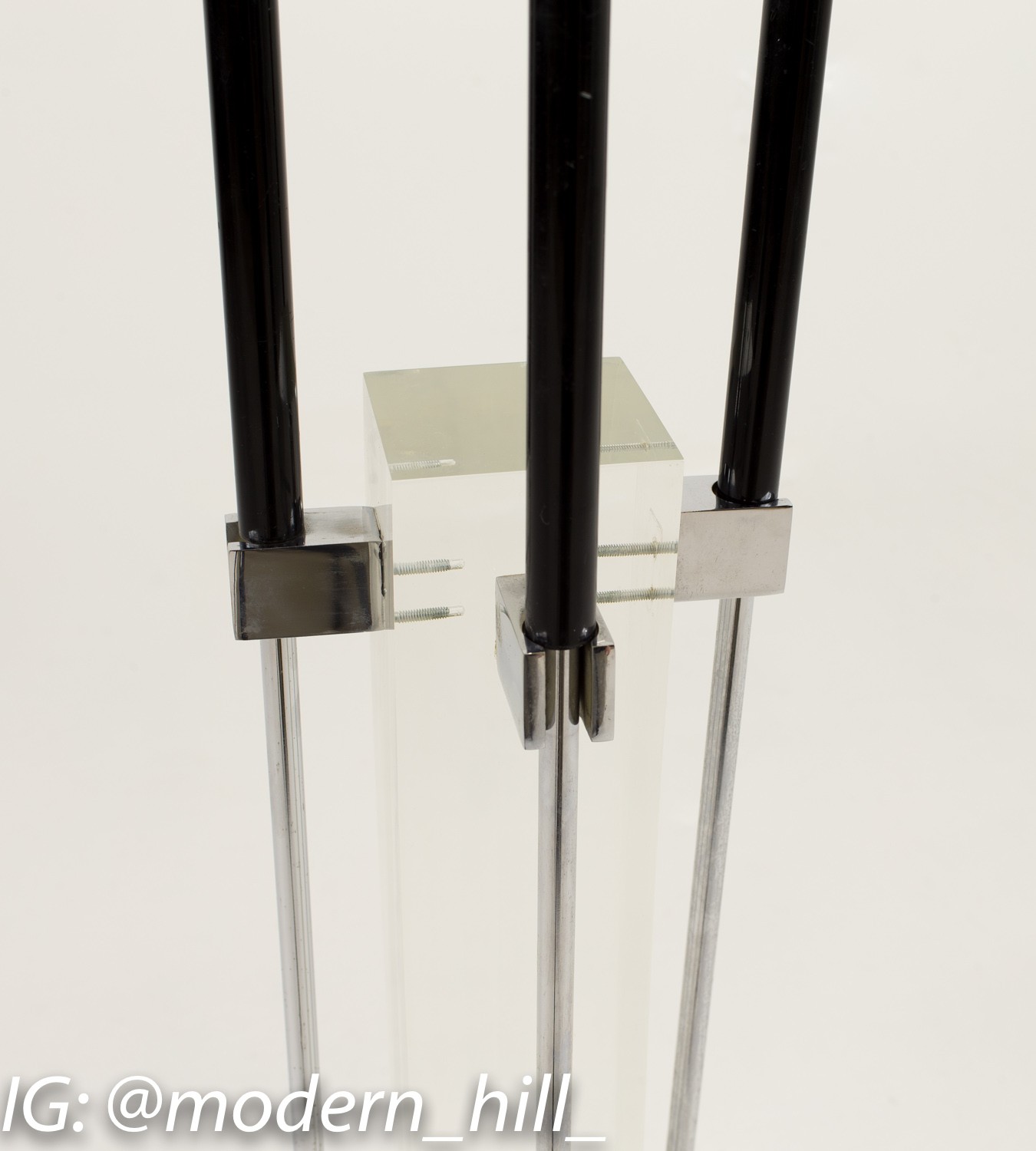 Alessandro Albrizzi Lucite and Chrome Fireplace Tool Set