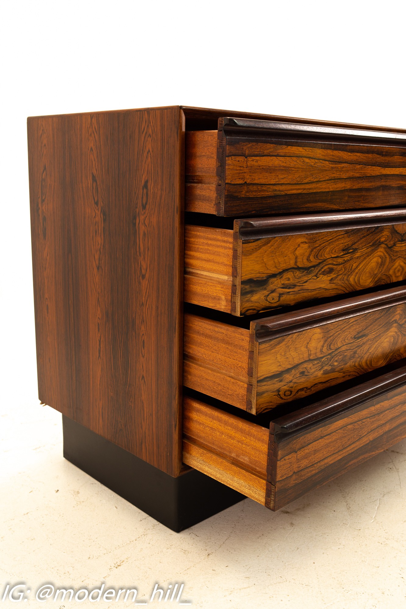 Westnofa Mid Century Rosewood 4-drawer Lowboy Dressers - a Pair
