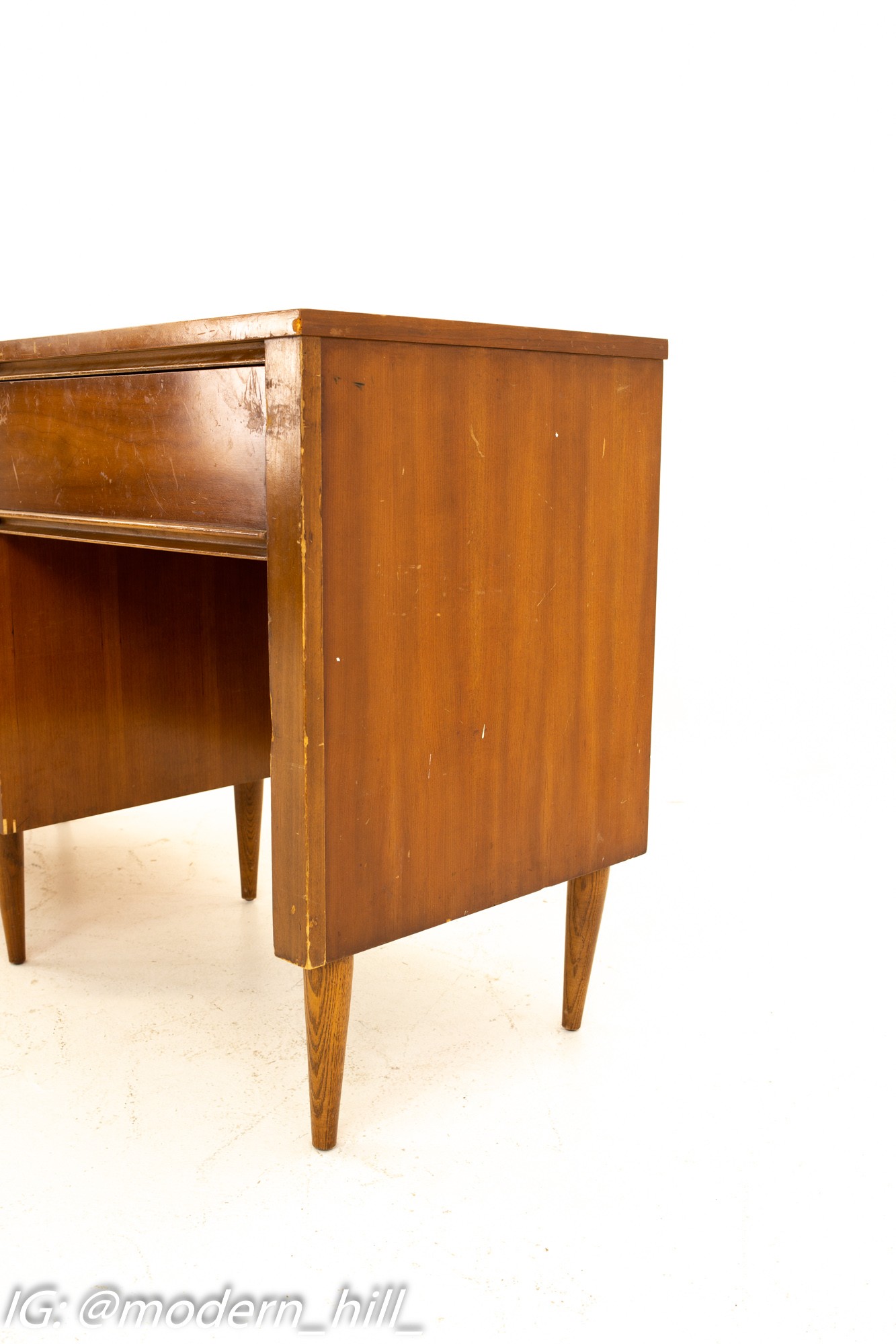 Dixie Mid Century 4 Drawer Walnut Single Sided Desk