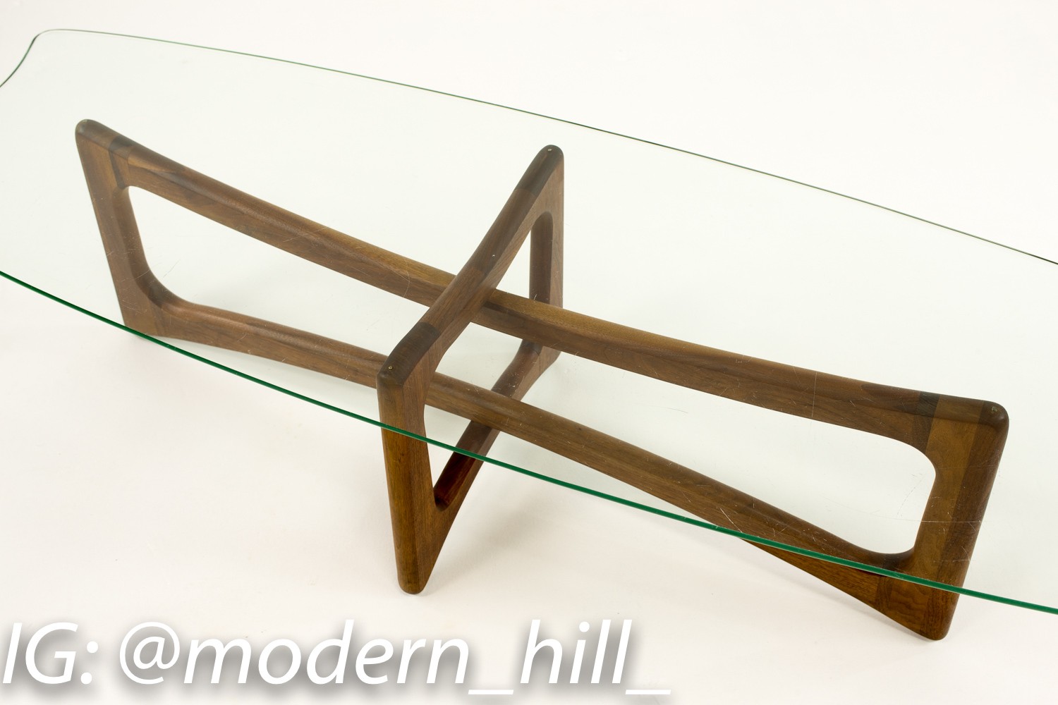 Adrian Pearsall Ribbon Coffee Table with Stingray Glass Top