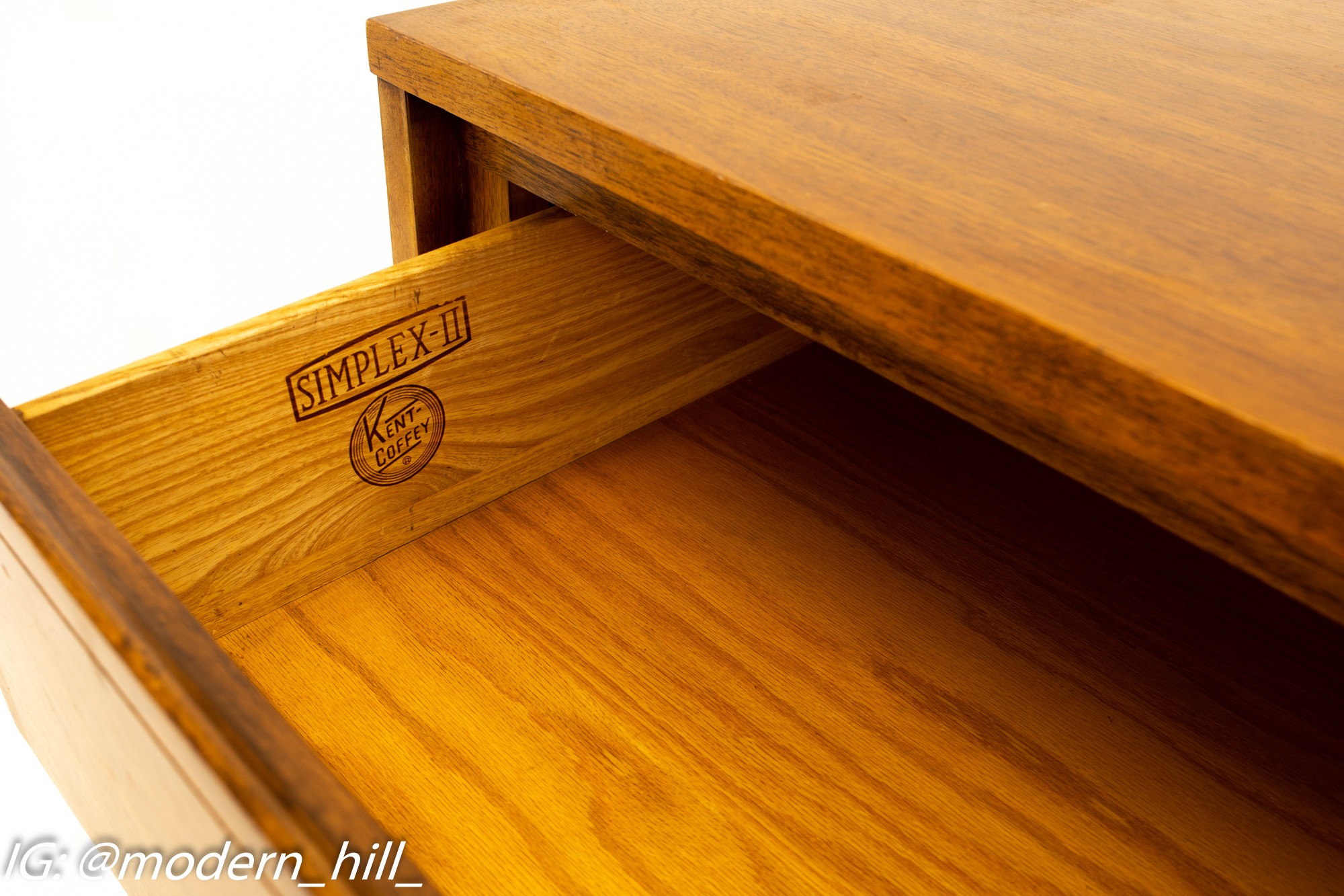 Kent Coffey Simplex-II Mid Century Walnut & Brass 5 Drawer Highboy Dresser